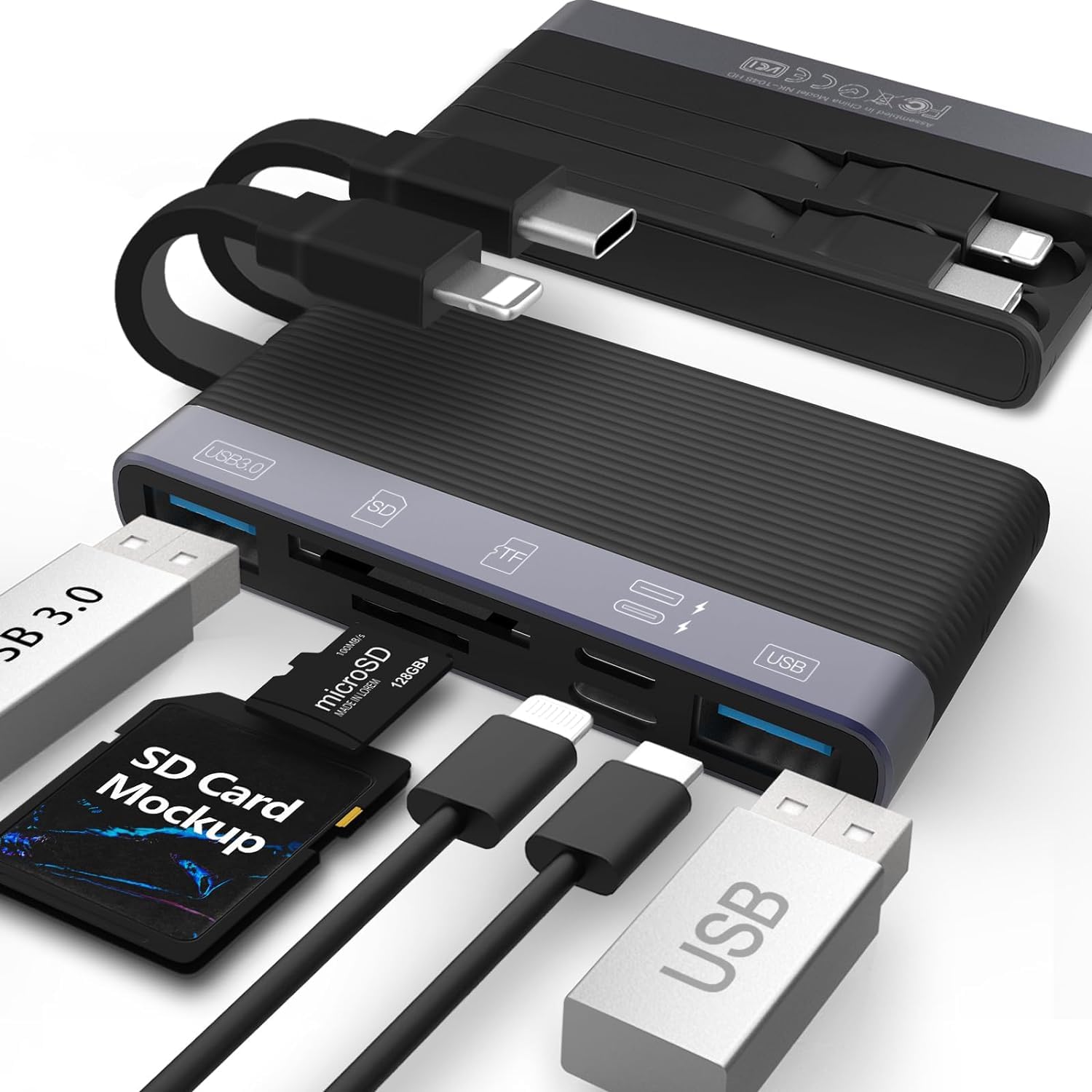 WISTAR SD Card Reader for i Phone i Pad Camera, Aluminum 6in1 Multi-Ports Memory Card Reader with SD/TF Card,Foldable Data Cable No Application Required Plug and Play-image-40