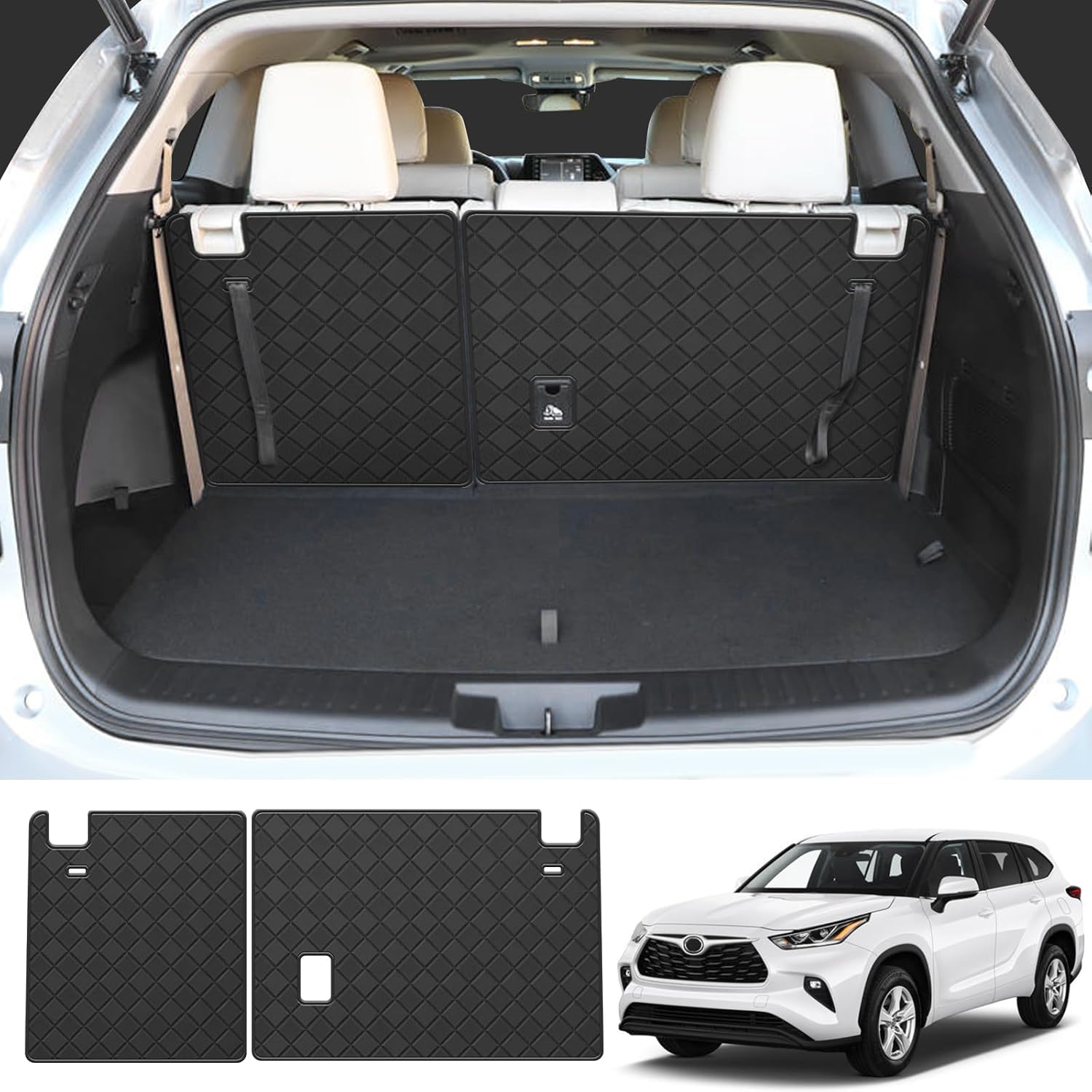 Backrest Mat for 2020-2025 Toyota Highlander PU Leather Rear Seat Back Protector All Weather Waterproof Anti-Slip Easy to Clean for Toyota Highlander Accessories BLACK-BIG 20-25 Highlander Backrest mat ONLY