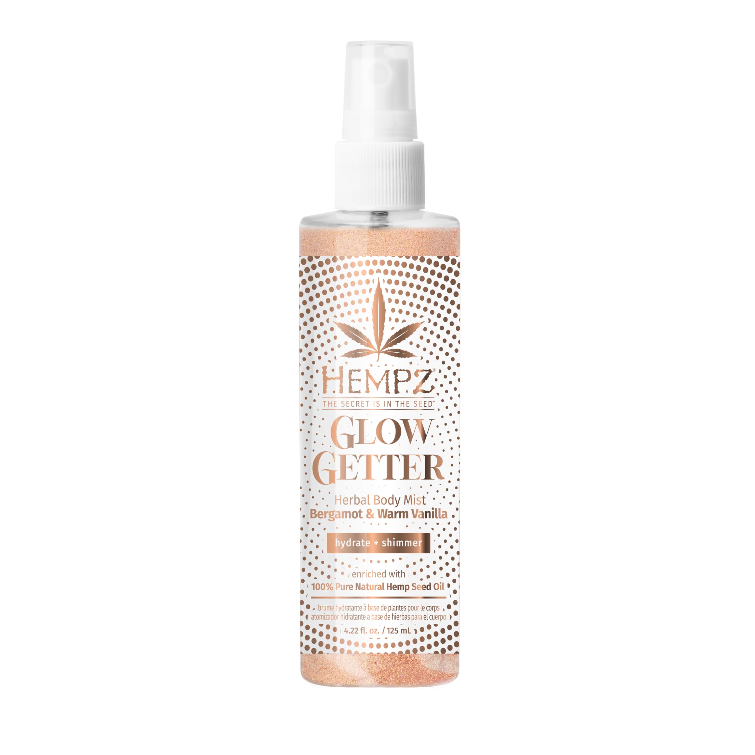 Hempz NEW Glow Getter Hydrating Body Mist, Perfume Shimmer Spray with sparkle 4.22 oz.