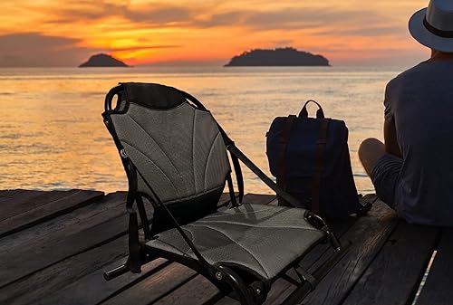 Miniatura 6 de Pactrade Marine Correas ajustables, tela de malla de textileno gris negro vertical, asiento de kayak ligero de lujo, cojín plegable para canoa,