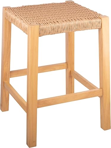 Miniatura 9 de Alaterre Furniture Newport - Taburete de madera de 26 pulgadas de alto con asiento Rush Natural,24"