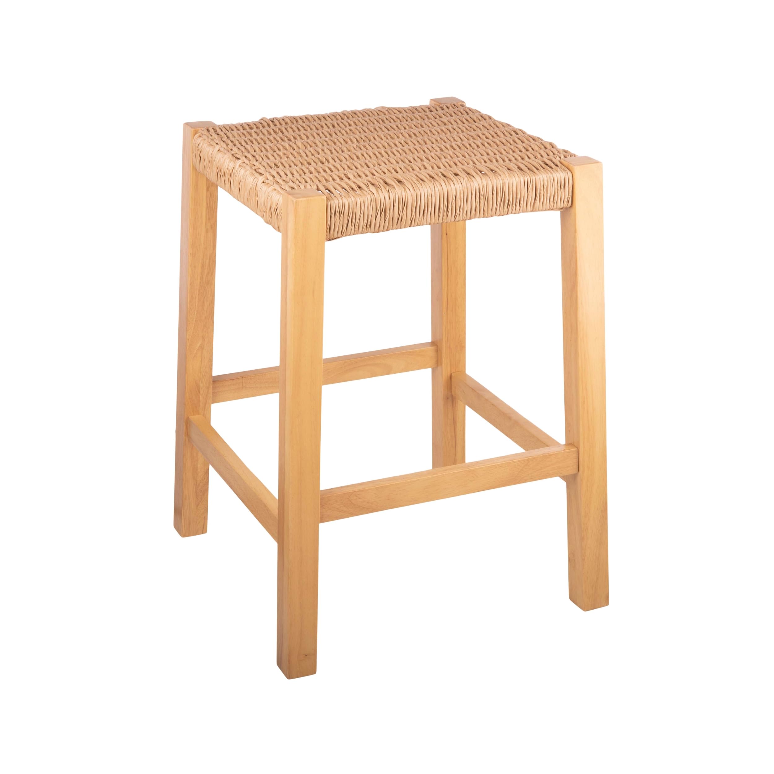 Alaterre Furniture Newport Bar Stool – 24 Inch Counter Height Barstool with Handcrafted Woven Rope Seat – Modern Farmhouse Backless Stools for Kitchen