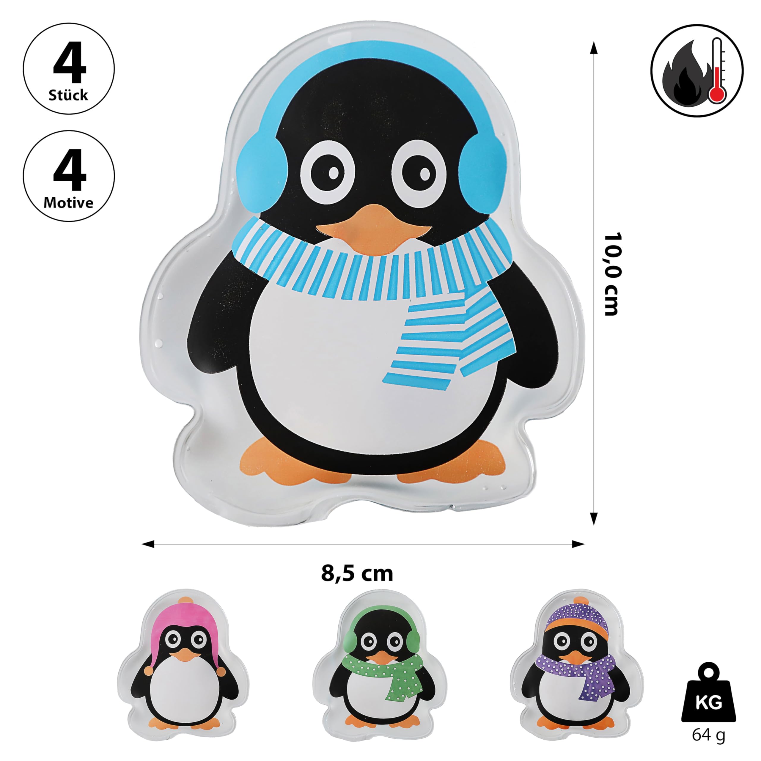 Set 4 Scaldamani Riutilizzabili A Tema Natale – Pinguini E Orsi, Per Adulti