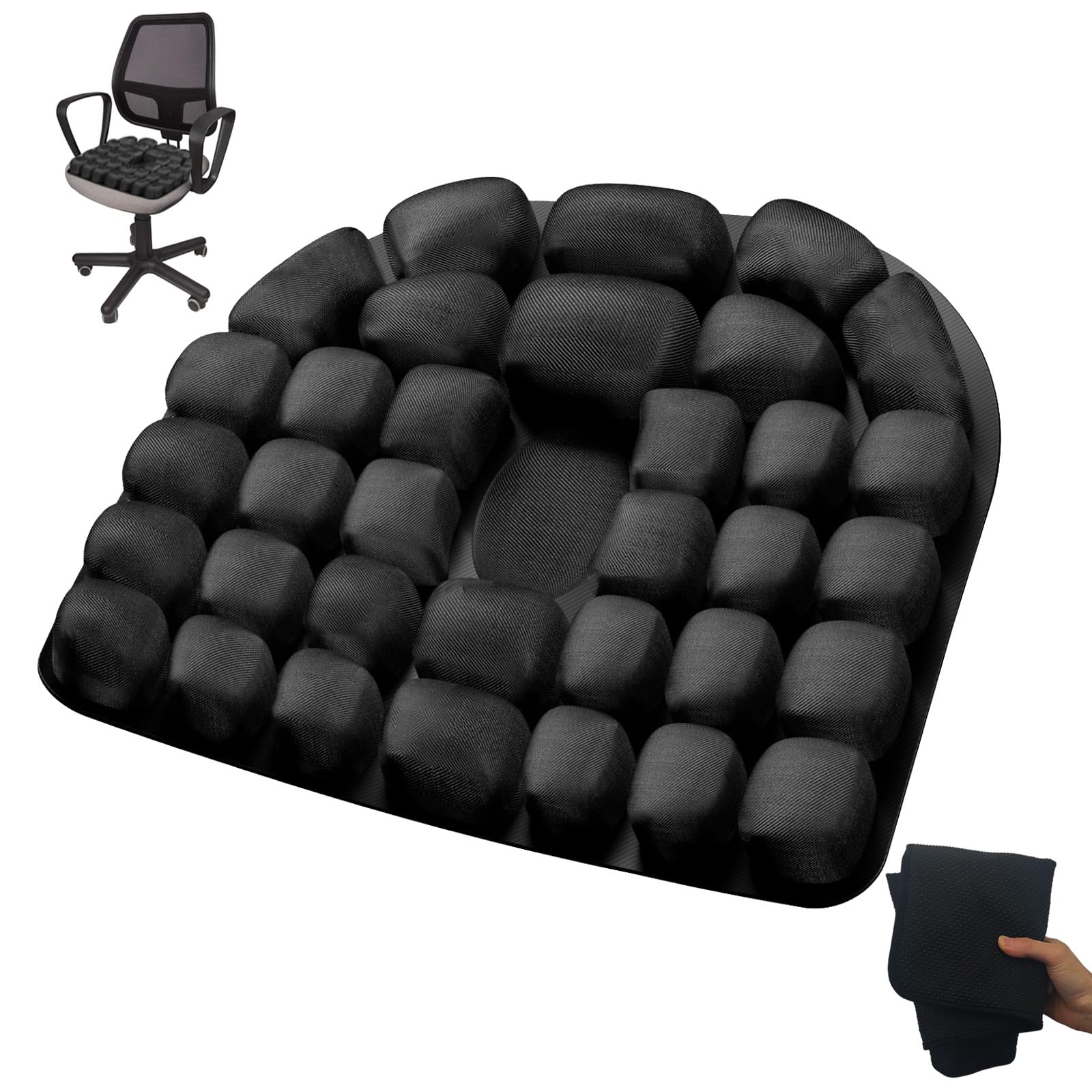 KYDLIGHT Air Cell Seat Cushion, 3d Air Cell Inflatable Airplane Seat Cushions for Pressure Relief, Comfortable Travel Air Seat for Office Chair Car Seat Wheelchair