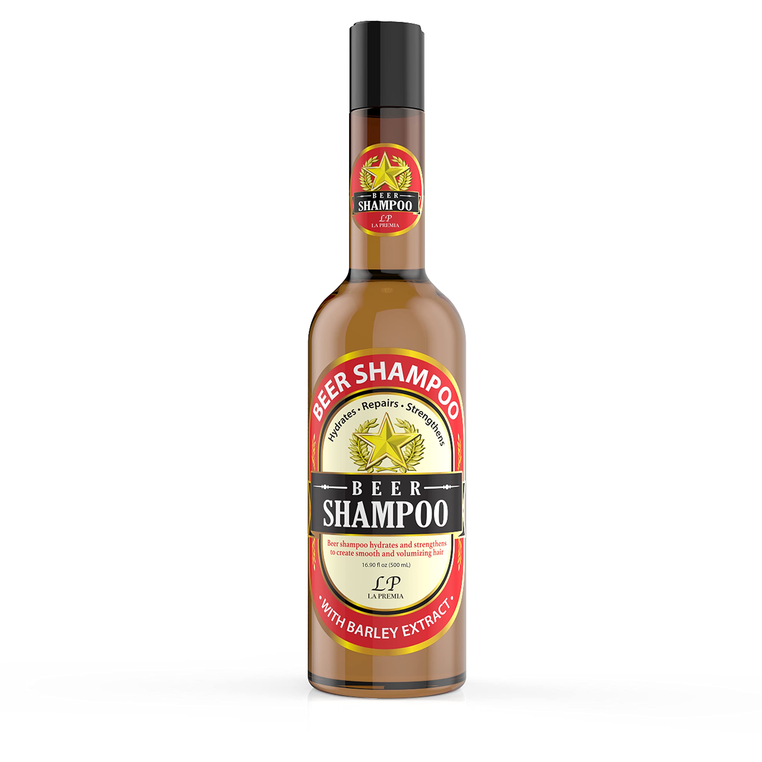 La Premia Beer Shampoo for Damage Free Hair - 16.90 fl oz - Original Yeast with Natural Ingredients, Biotin & Vitamin B5 for Men & Women - Color Safe,