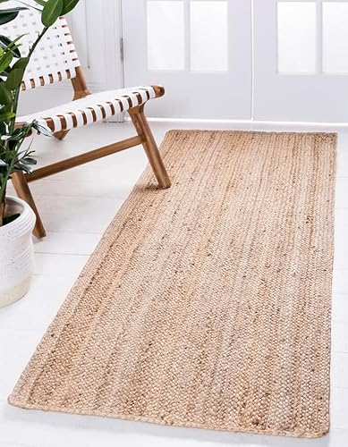 Unique Loom Braided Jute Collection Area Rug - Dhaka (2' 7" X 16' 5" Runner, Natural) #TOP1