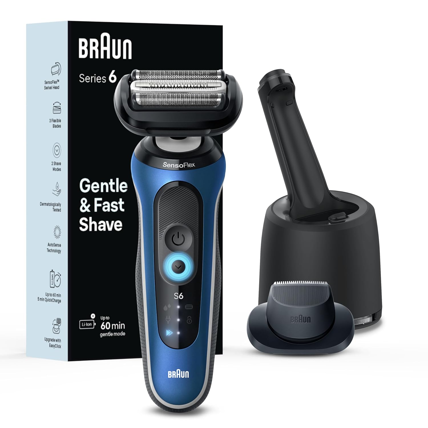 Braun Electric Shaver for Men, Series 6 6172cc, Wet &amp; Dry Shave, Shaving Kit with SmartCare Center and Precision Trimmer, Holiday Gifts for Men GreenCircle Certified: Certified Energy Savings
