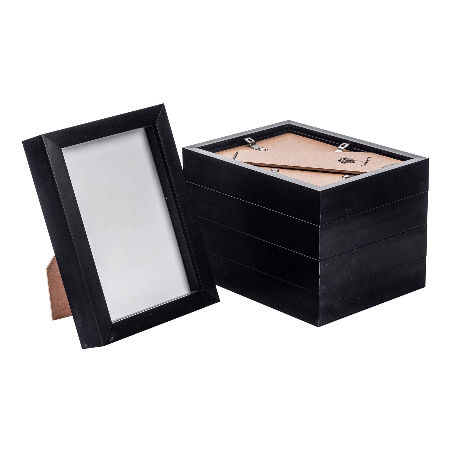 Nicola Spring Black 3D Shadow Box Photo Frames - 5X7 (12X17cm) - Pack Of 5 - 3D Photo Frame Box Picture Frame Box Portrait Display Case For Crafts, Keepsakes, Wedding, Graduation
