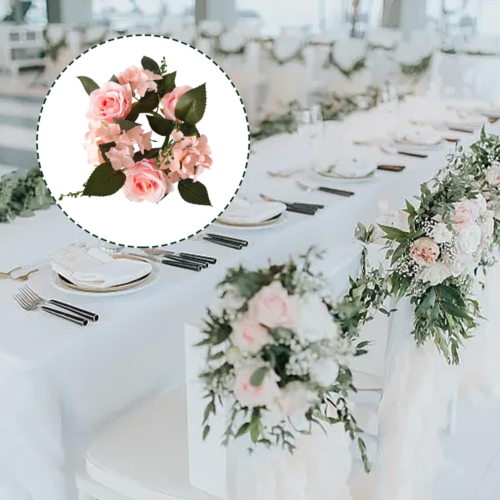 2pz Corone di Candele Anelli Candela Rosa Artificiale Tavolo Fiore