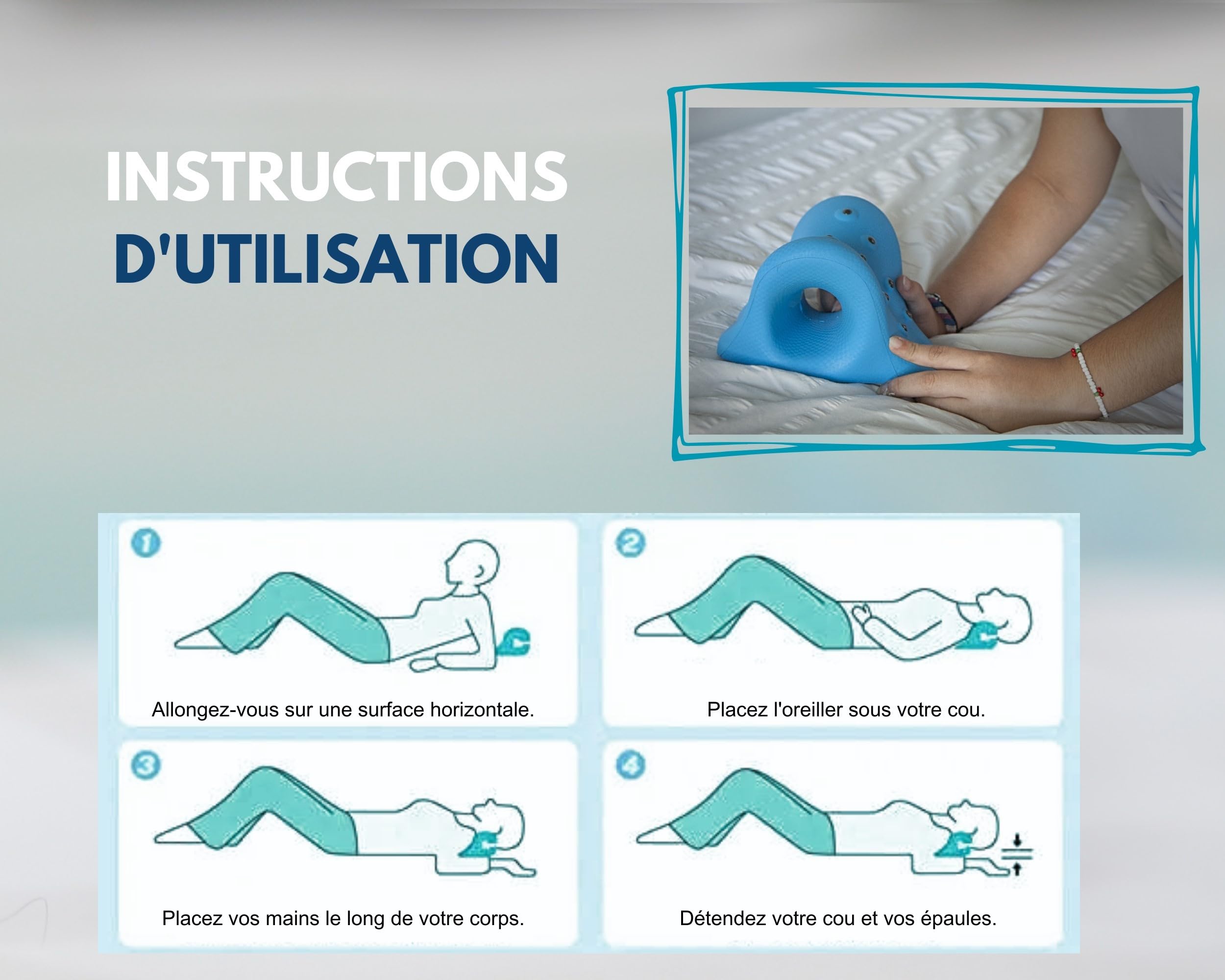 Oreiller Ergonomique de Traction Cervicale avec 8 Points Magnétiques | Soulagement des Douleurs Cervicales Nuque et Épaules | Coussin Chiropratique Correttif | Relaxation et Étirement