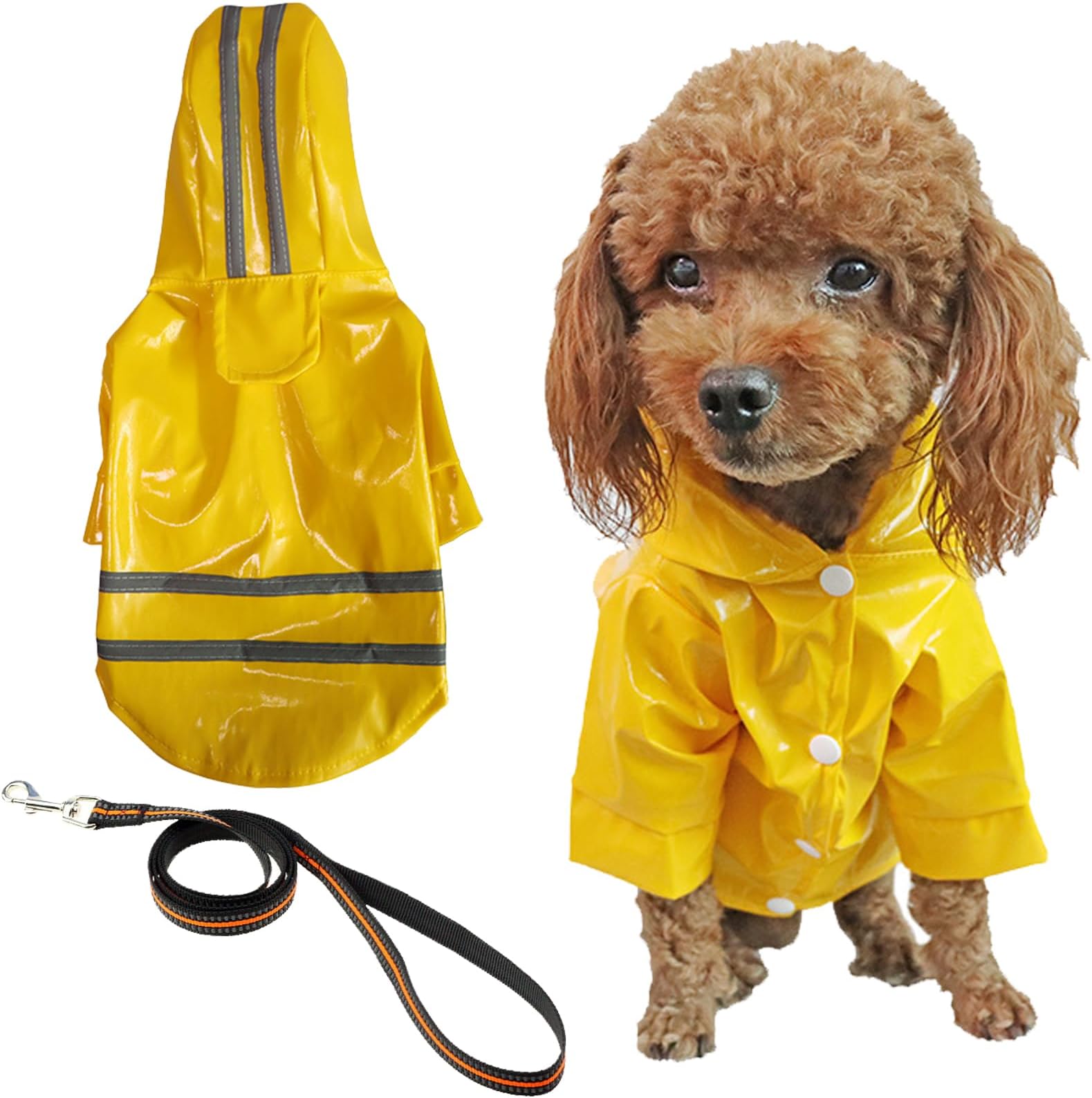 KOOLTAIL Dog Raincoat Hooded Slicker Poncho with Leash Hole, Dog