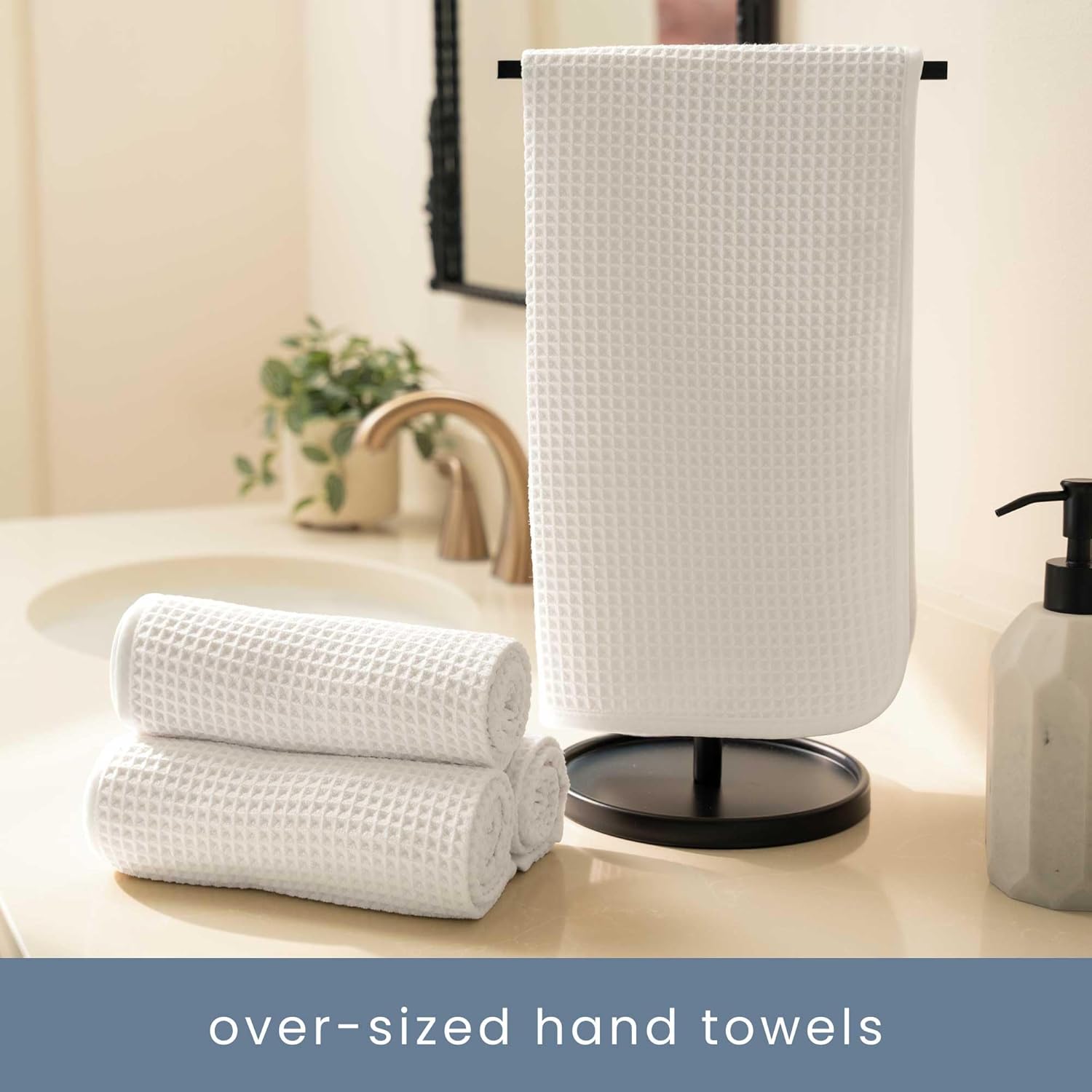 S&T INC. Aura Microfiber Waffle Towel Set, 6 Piece Set, Quick-Dry, Lightweight Bath Towels, Wash Cloths and Hand Towels for Bathroom, Kitchen, and Home, 420 GSM, White
