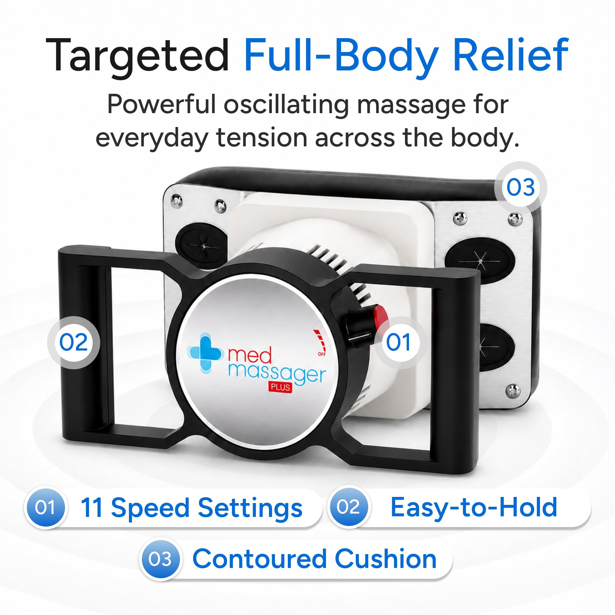 MedMassager Therapeutic Orbital Body Massager with Variable Speed, Handheld, Portable - Deep Tissue Massage Therapy for Back, Neck, Shoulder Muscle Relief MMB04B