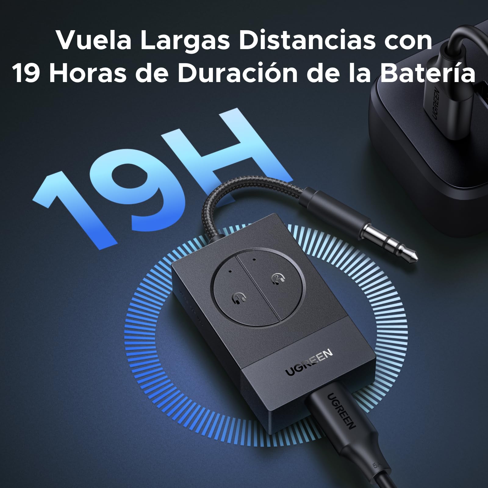 UGREEN Transmisor Bluetooth 5.4 para TV Avión Aux 3.5 mm Adaptador Transmisor Bluetooth Audio para Auriculares Altavoces