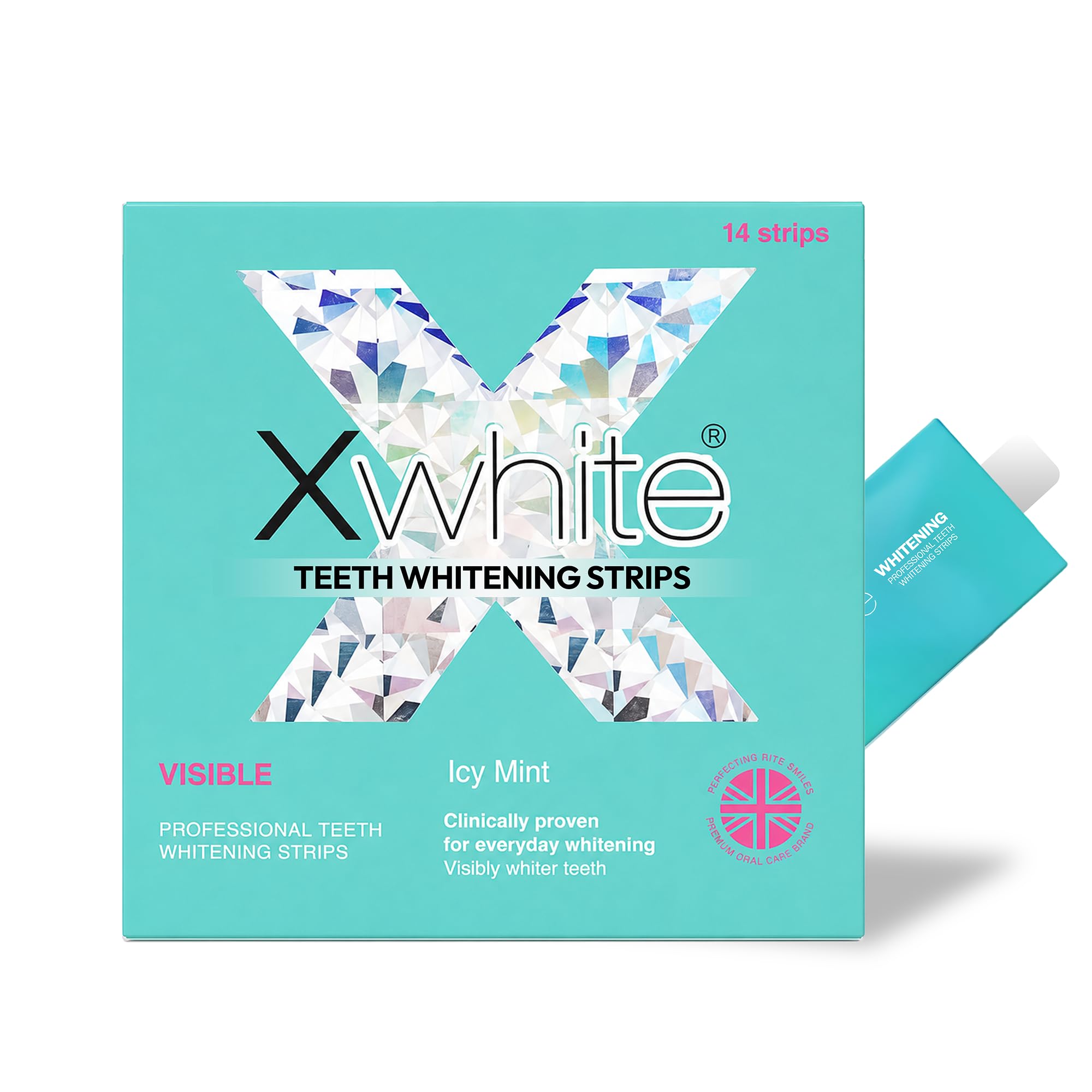 Xwhite 7 Day Teeth Whitening Kit -14 Strips - Halal Certified, Vegan, Pap+, Alcohol-Free, Peroxide-Free, Dissolving Strips for Sensitive Teeth (Visible Whitening)