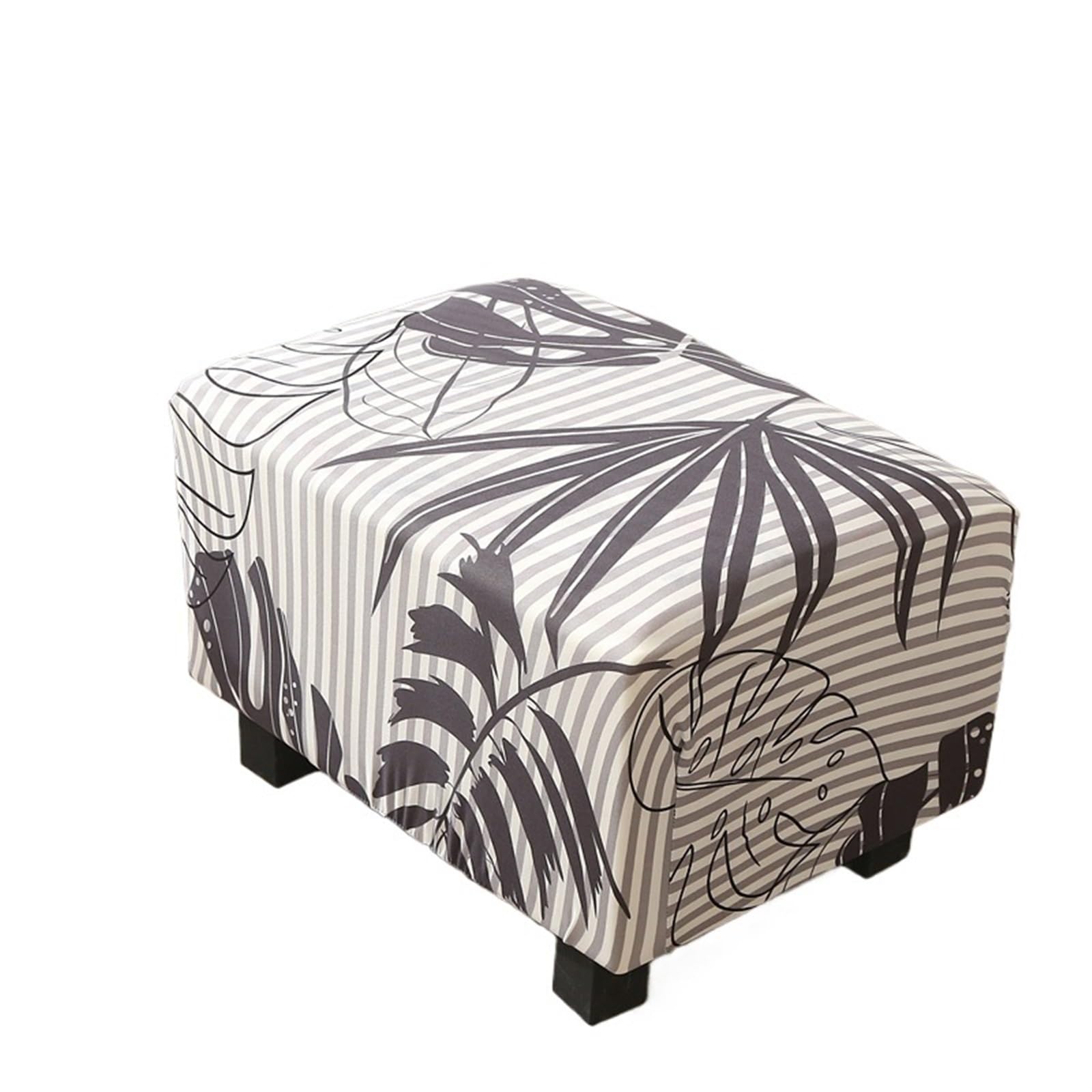 YXINAER Foot Stool Cover Ottoman Rectangular Chair Cover Elastic Print Stretchable Covers Full Package Can Store Sofa Footstool(Type1)