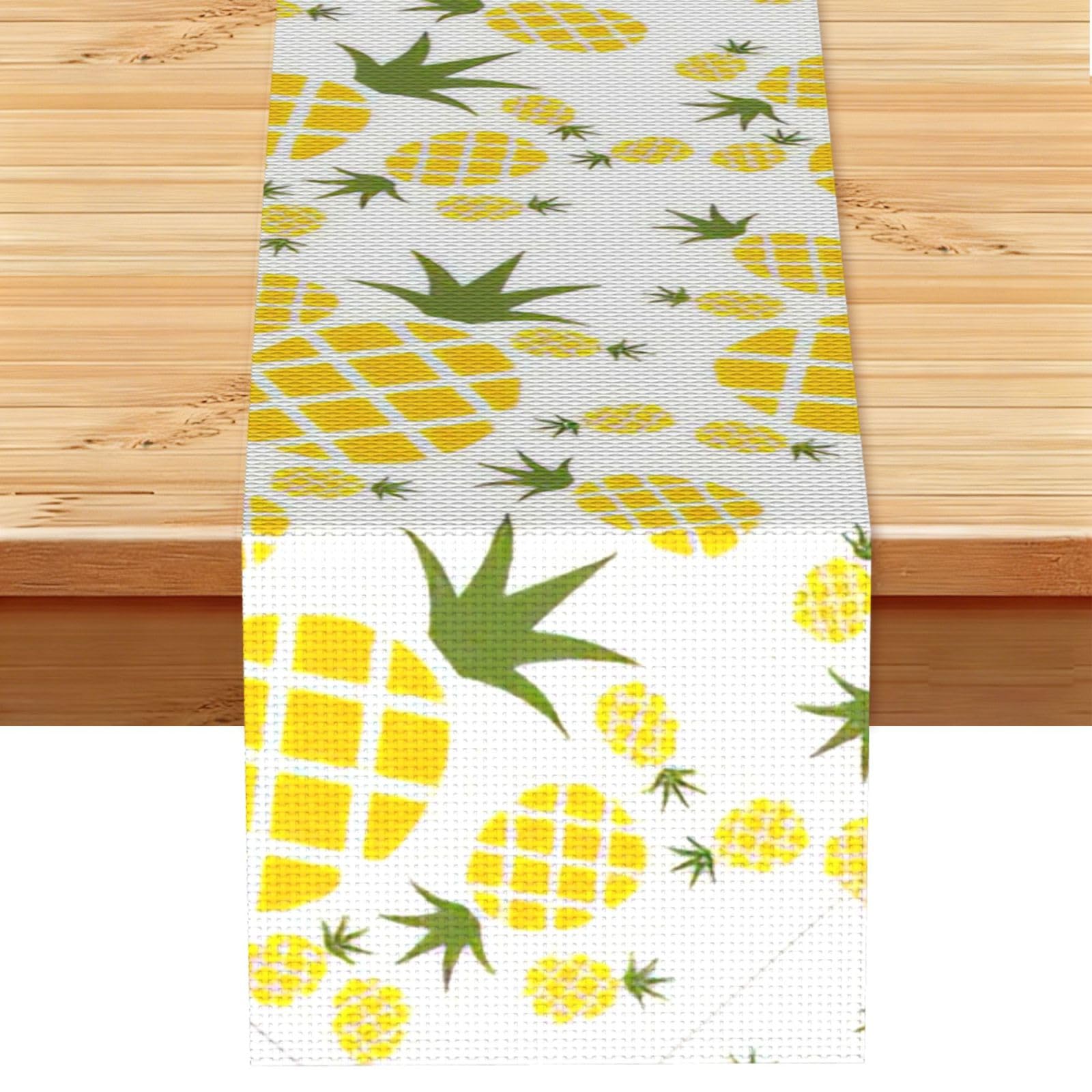 Aacxzff Black Linen Pineapple.. Print Table Runner For Everyday Use,Special Occasions,Wedding Birthday Home Decor