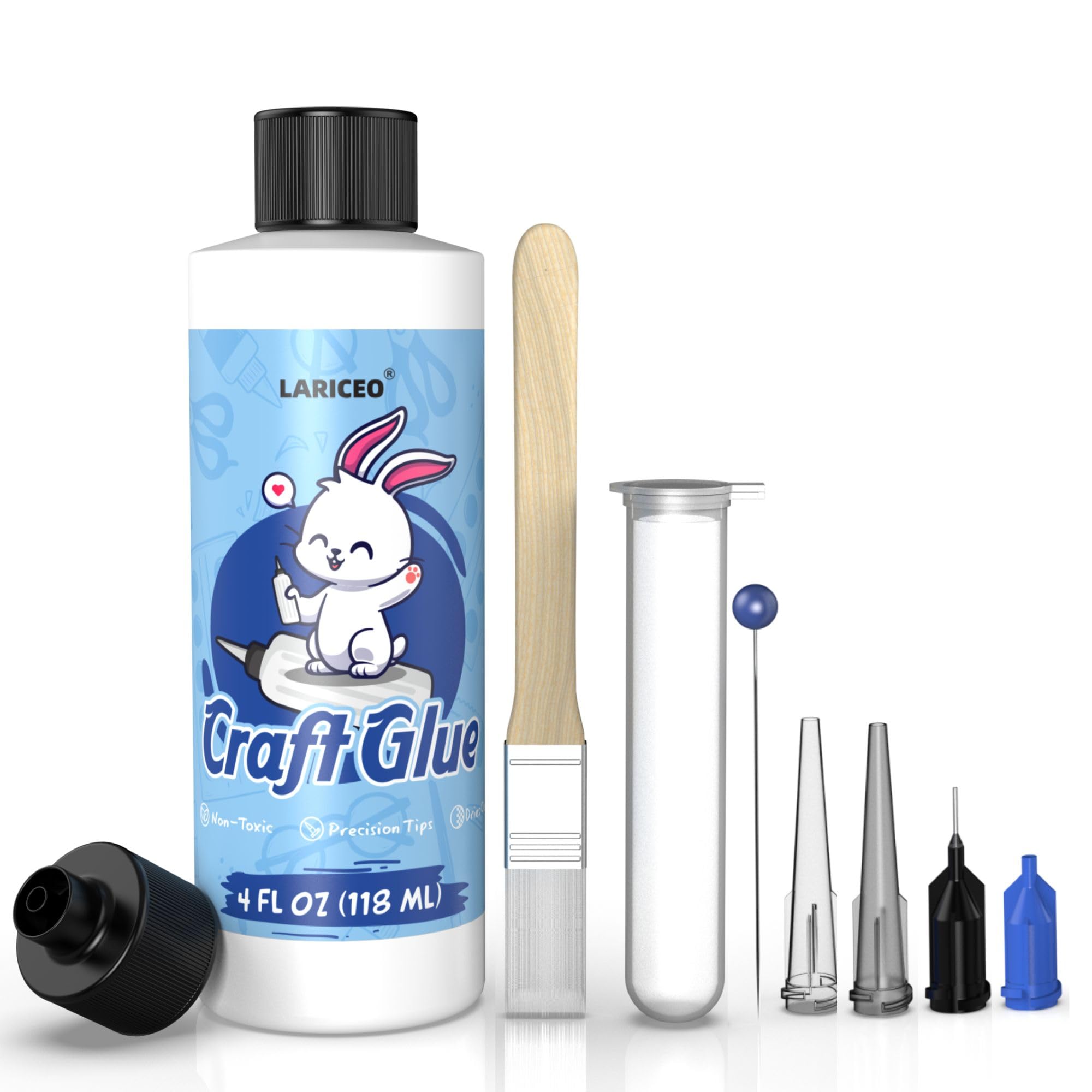 4oz Craft Glue & Precision Tips, Strong Tacky Glue, Craft Glue Bottles with Fine Tip, Craft Glue Dry Clear, Fabric Glue Permanent for Paper Crafting Scrapbooking/Card Making/Etc