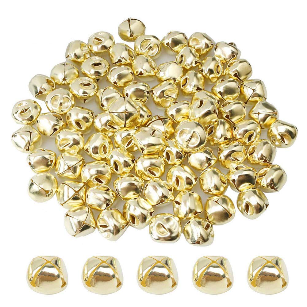 Suneast 100 Pcs Christmas Jingle Bells Metal Crafts Jingle Sleigh Bells Beads for Christmas Festival Decoration DIY Jewellery Making - Gold - 25mm