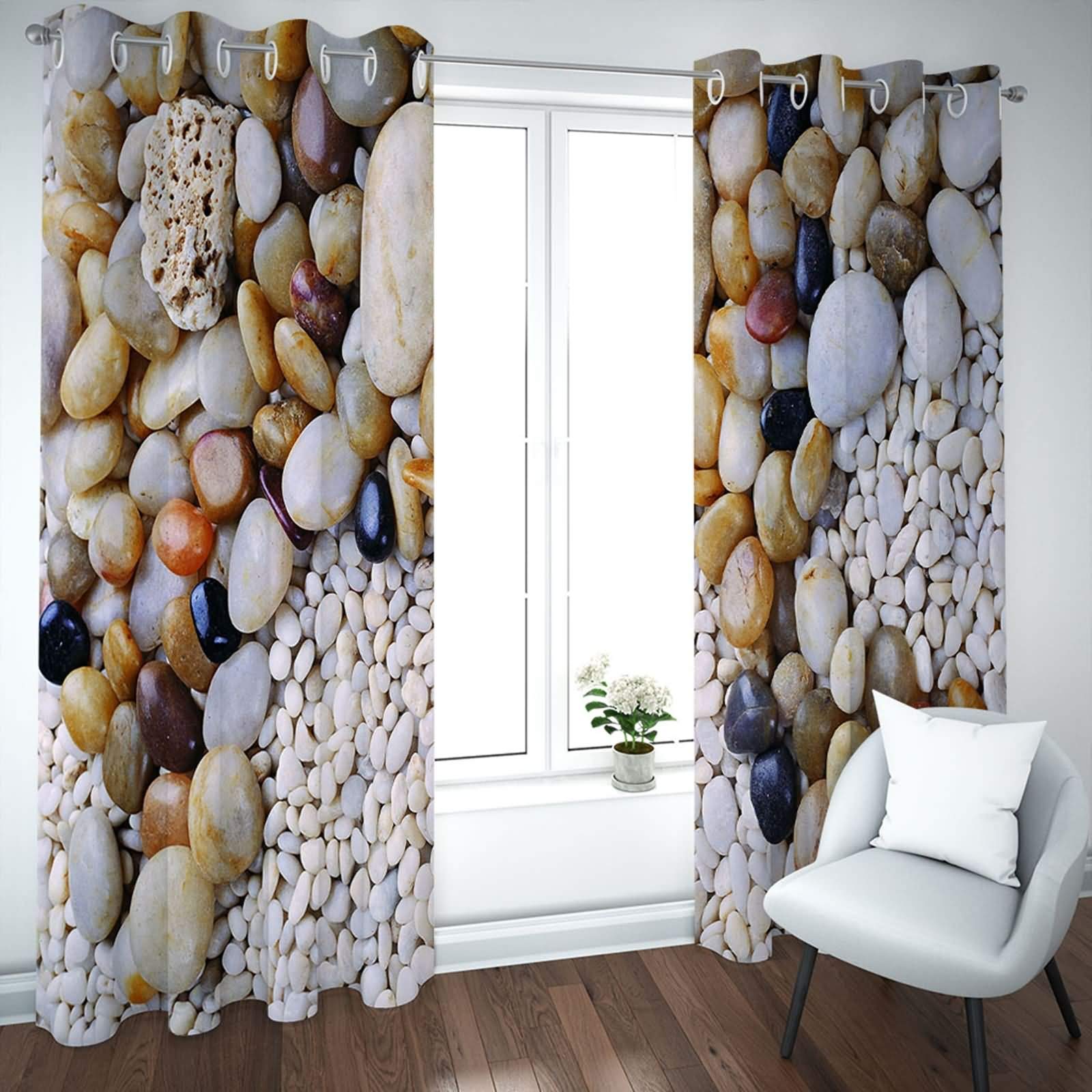 Zasłony zaciemniające, nieprzejrzyste, zestaw 2 sztuk, z kamienia krzemionkowego, zasłony z oczkami, poliester 274 x 274 cm