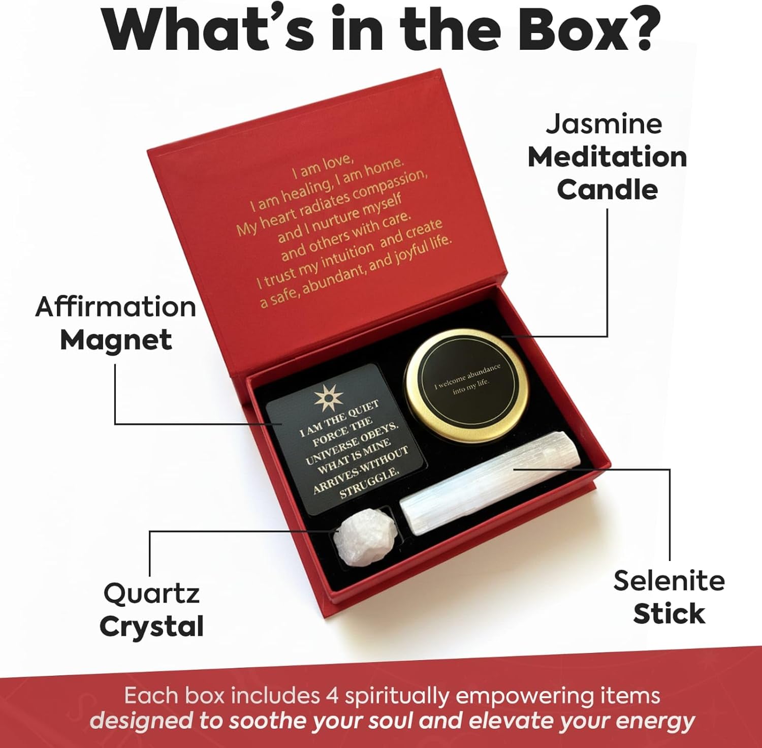 Virgo Zodiac Lucky Box – Deluxe Spiritual Gift Set with Jasmine Candle, Raw Quartz, Selenite Wand, Affirmation Magnet & Energy Card | Astrology Birthday Gift for Women & Men