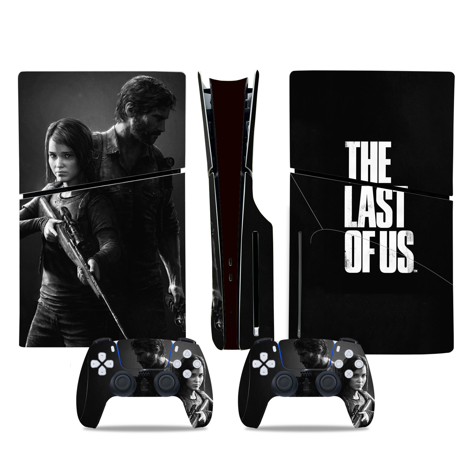 MaD Vision® Skin Set for PS5: Last of Us Standard/Disc Slim Edition + 5 Pairs of Aiming Rings | Adhesive, Scratch-Resistant Design for Playstation 5