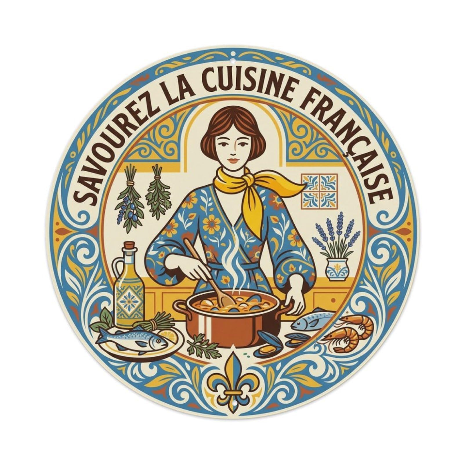 French Culinary Travel Provencal Seafood Kitchen Style Metal Tin Sign