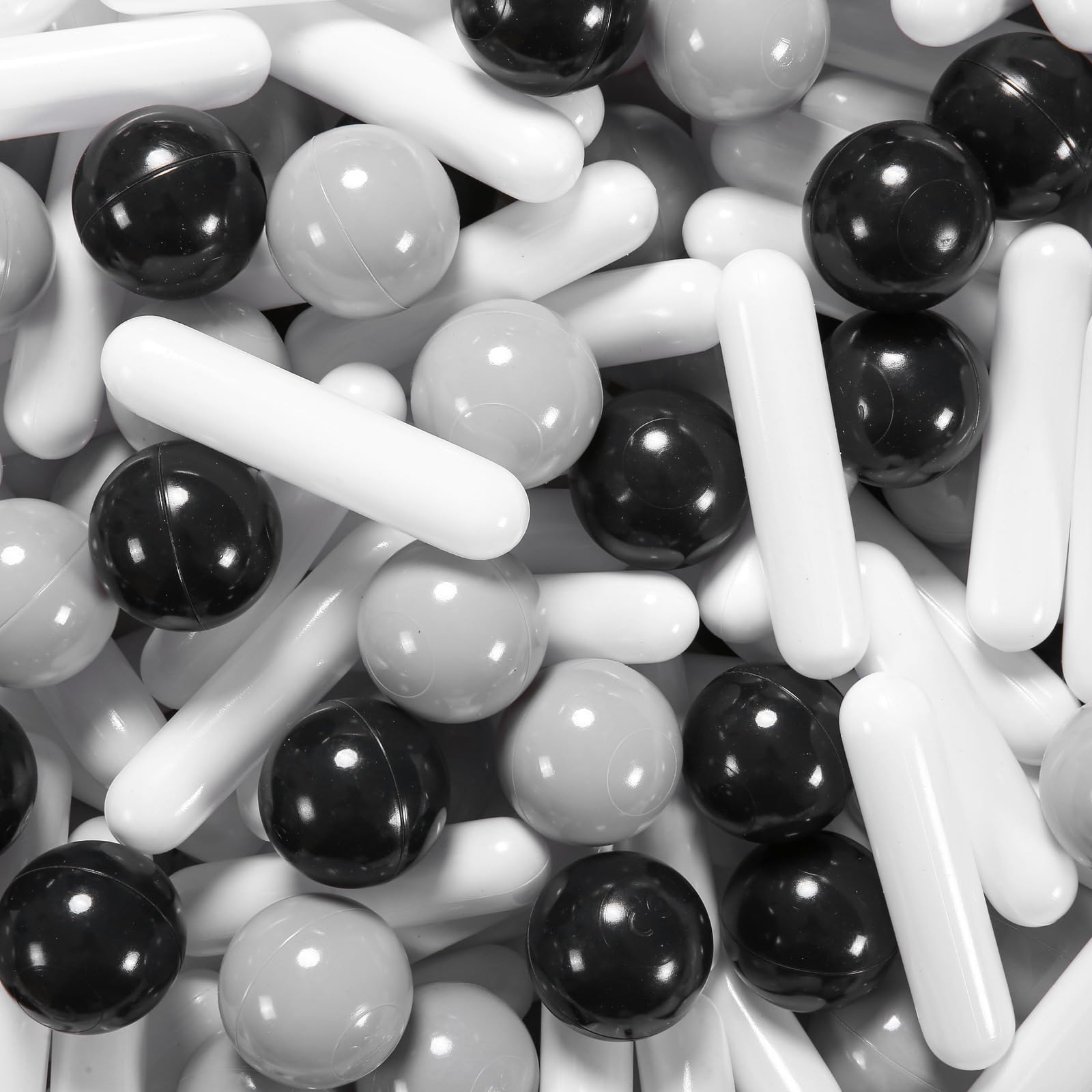 STARBOLO Ball Pit Balls - Pack of 120 Crush Proof Plastic Toy Balls for Toddlers Ball Pit, Play Tent, Baby Pool Water Toys, Kiddie Pool, Party Decoration, Photo Props (Black/Gray/White)