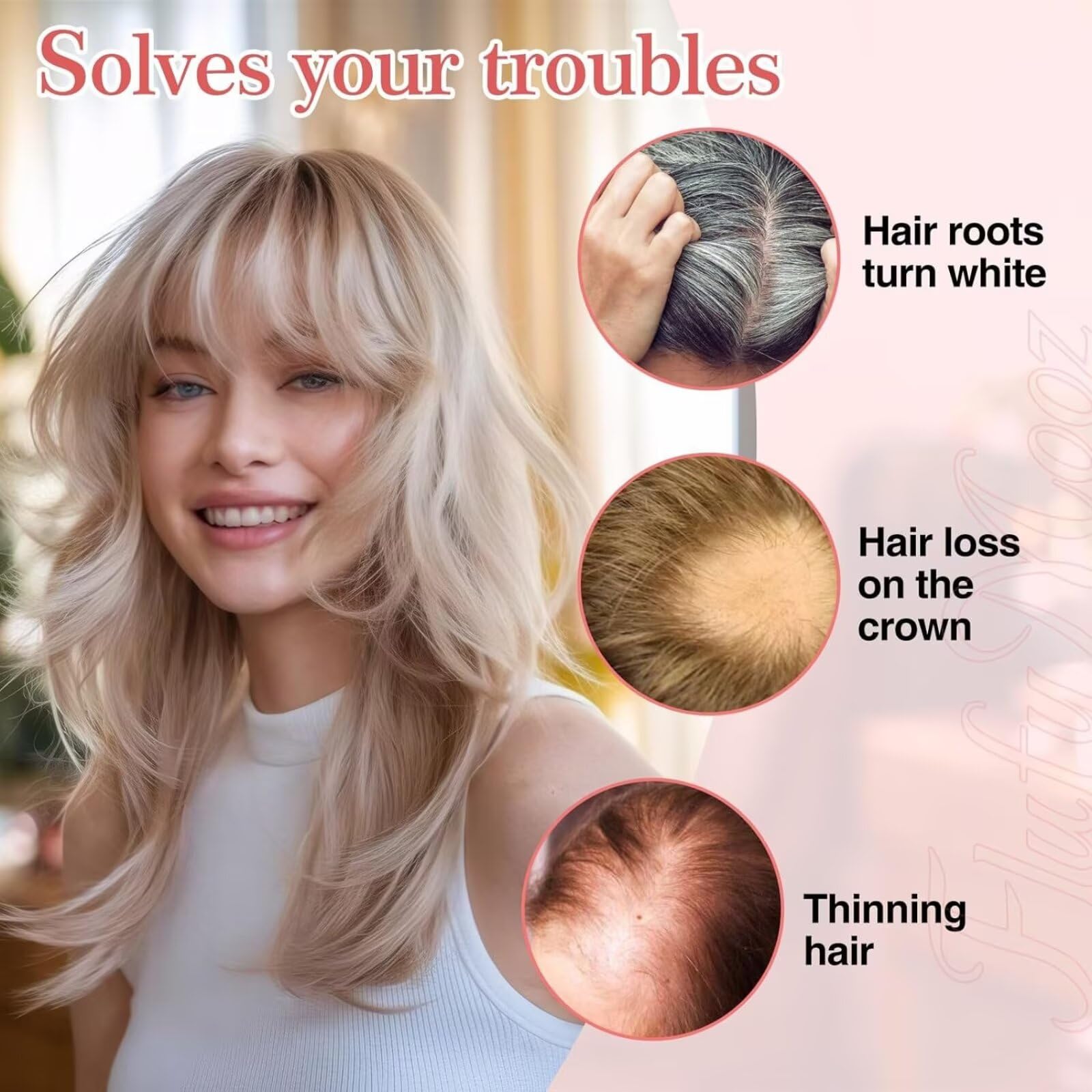 Prótesis capilar de cabello humano para mujer, 25 cm (10 pulgadas), con flequillo y clip, para cabello fino - Marrón dorado