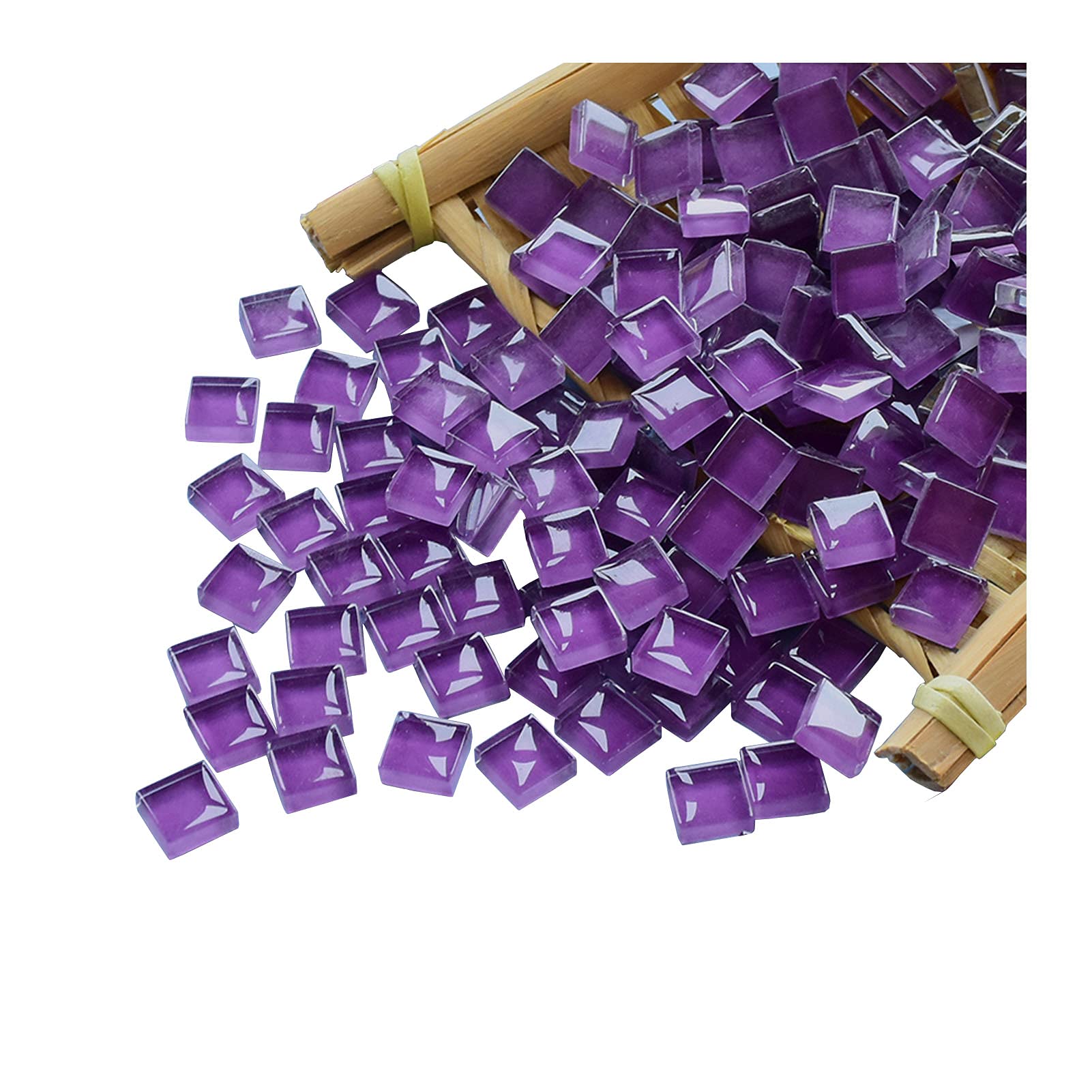 Mosaic Tiles Squares Deep Purple Crystal Mosaic Glass Tile for Crafts Bulk DIY Picture Frames Handmade Jewelry Coasters Art Material Decoration,1x1cm,100 Pieces