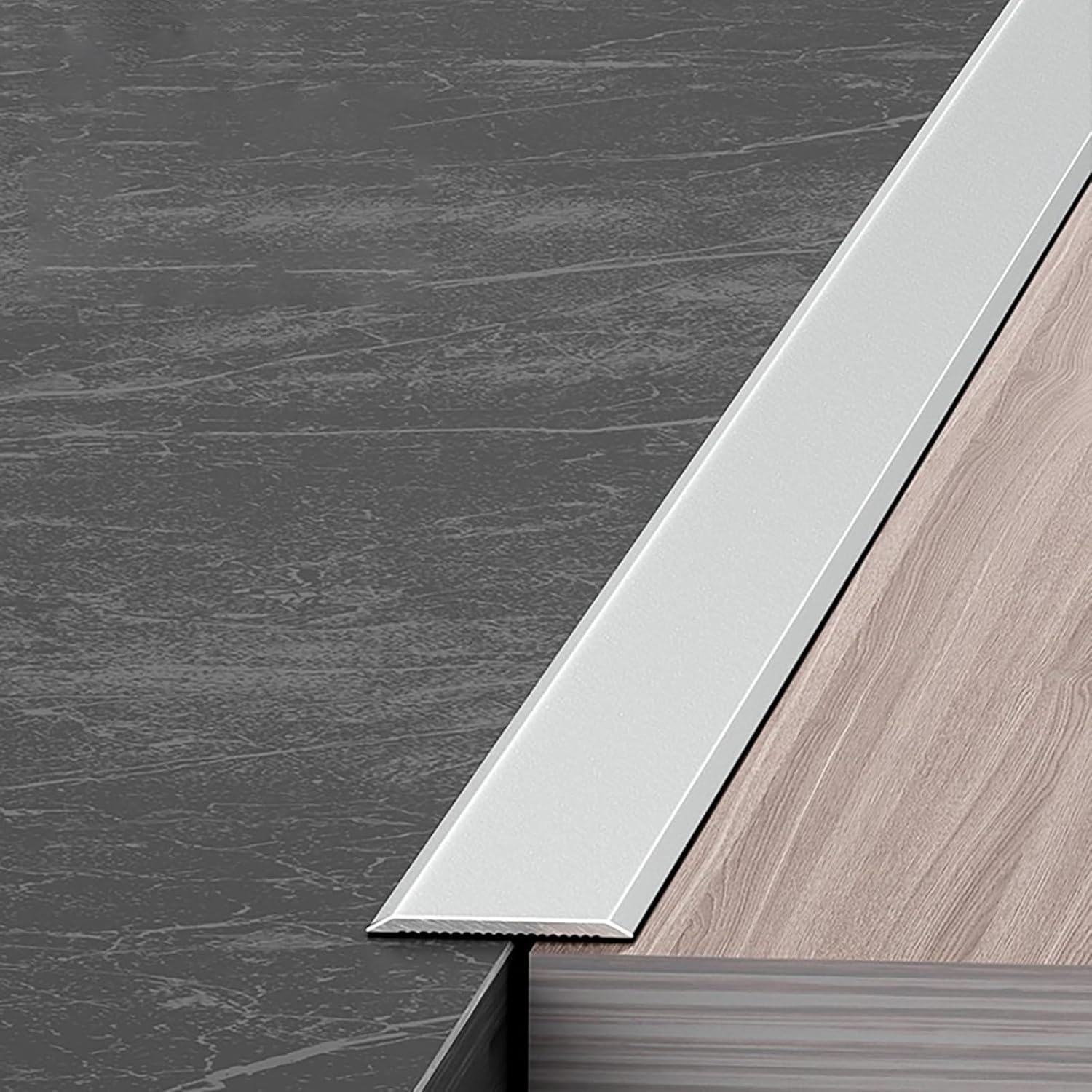 PALSINBY Transition Threshold Strip, Anodized Aluminum Laminate Tile Floor Transition Strip 3-Pack(Silver,W:60mm)