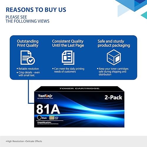 Miniatura 6 de Tóner 81A CF281A (con chip) - Paquete de 2 cartuchos de tóner 81A de repuesto para HP 81A Laser Enterprise M604 M605 M606 Series; impresora láser