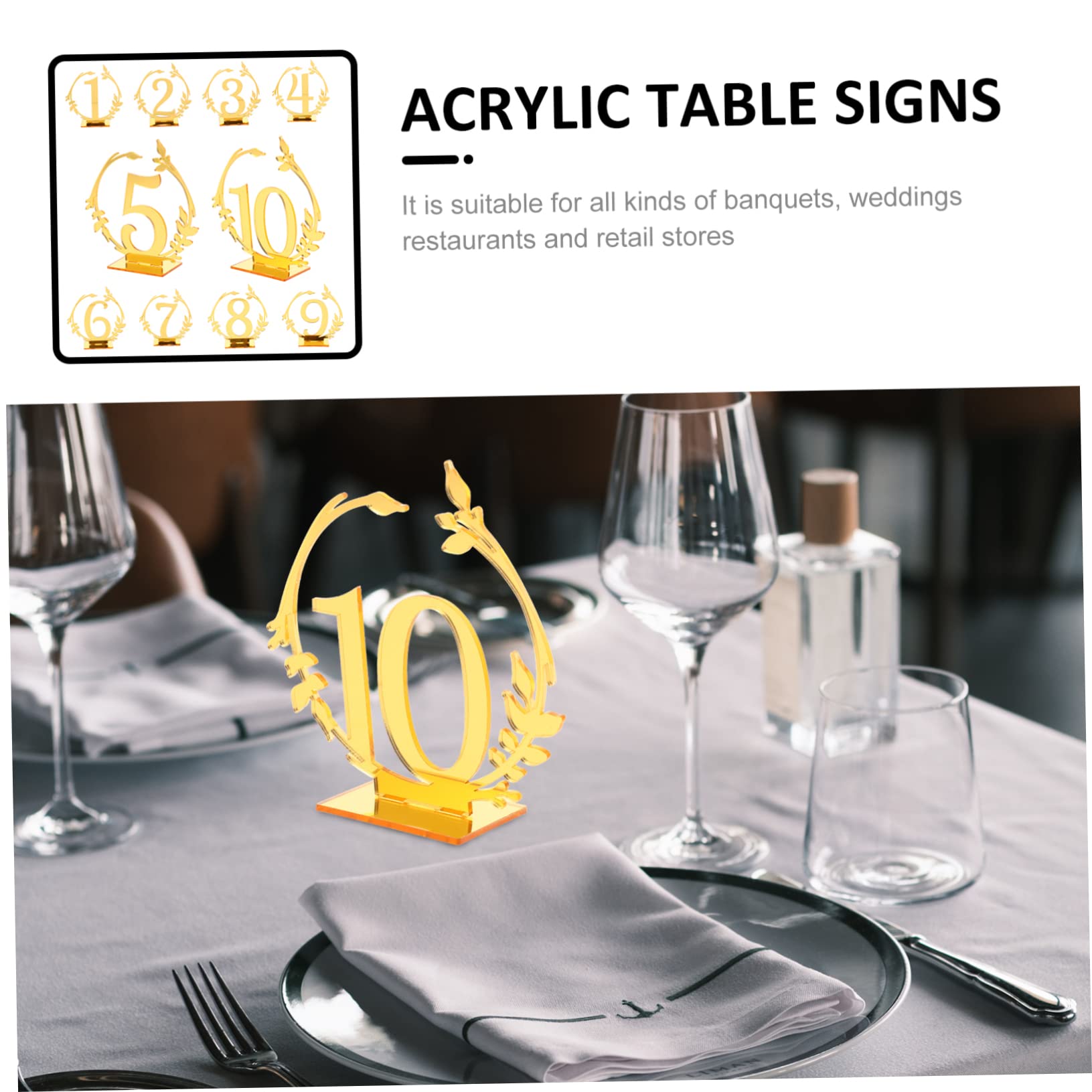 Cabilock 20 Piezas Placa De Número De Mesa Mesa De Comedor Circular Signos De Números De Boda Mesa De Comedor Rústica Números De Mesa De Boda De Oro Signos De Mesa Decoración 1-10