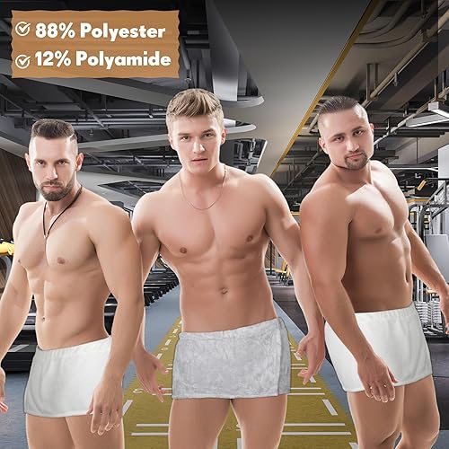 Miniatura 7 de Mixweer 4 piezas de toallas de baño para hombre, pantalones cortos, envoltura de ducha para hombres, 11.81 pulgadas, toalla con cierre para hombres,