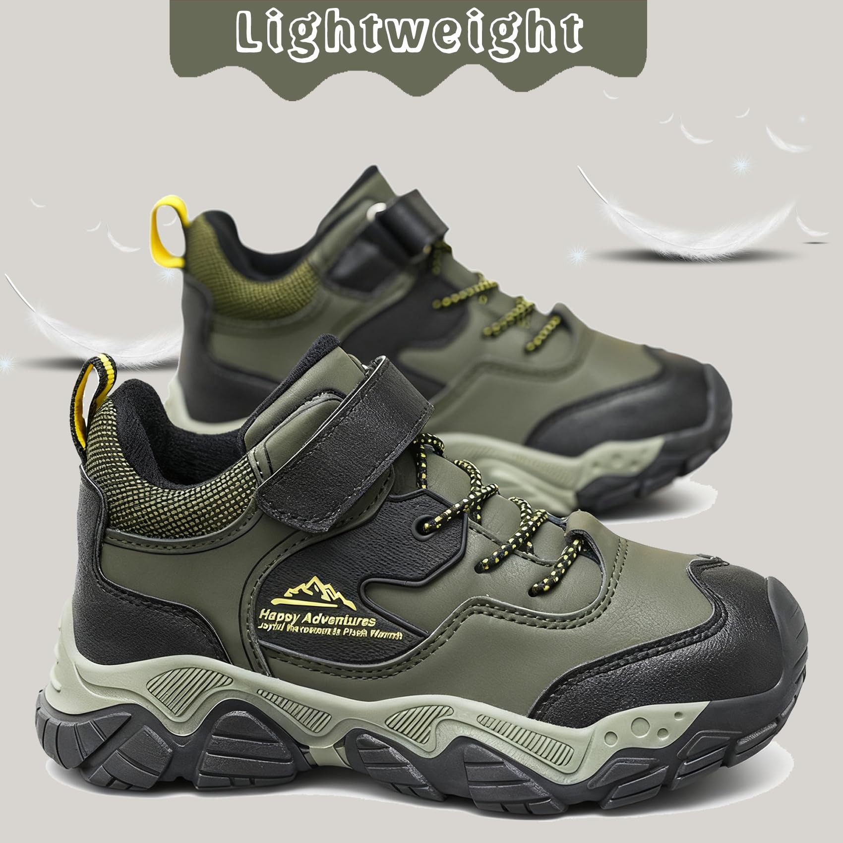 Botas de senderismo para niños, impermeables, para caminar, para exteriores, ligeras, para senderismo, camping, escalada, Green, 36 2/3 EU