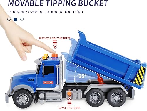 Miniatura 3 de haomsj Camión volquete grande de juguete iluminado y movible, camión de basura para empujar y llevar, auto de plástico de playa, vehículos de