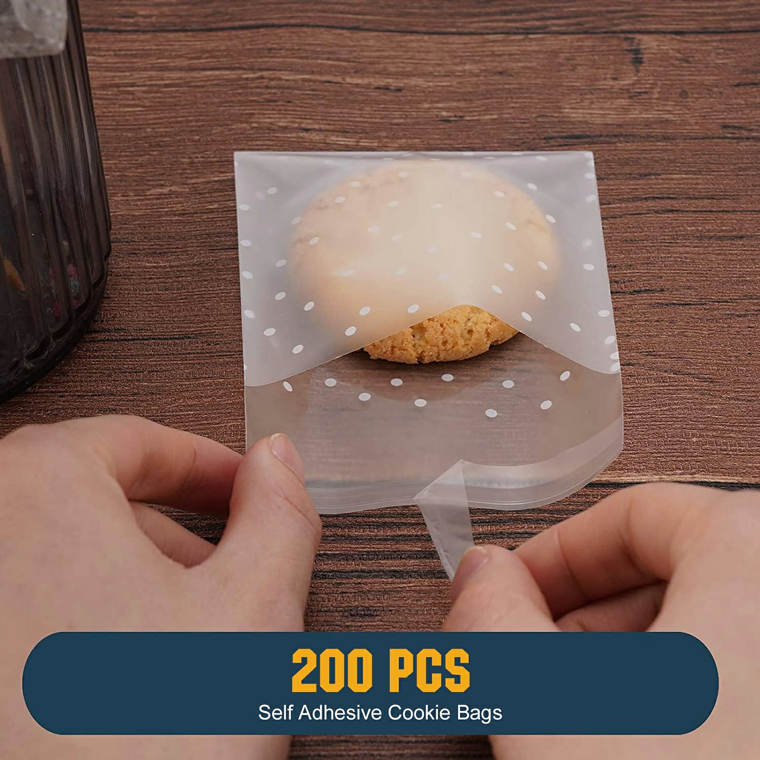 200 sacchetti autoadesivi per biscotti in cellofan
