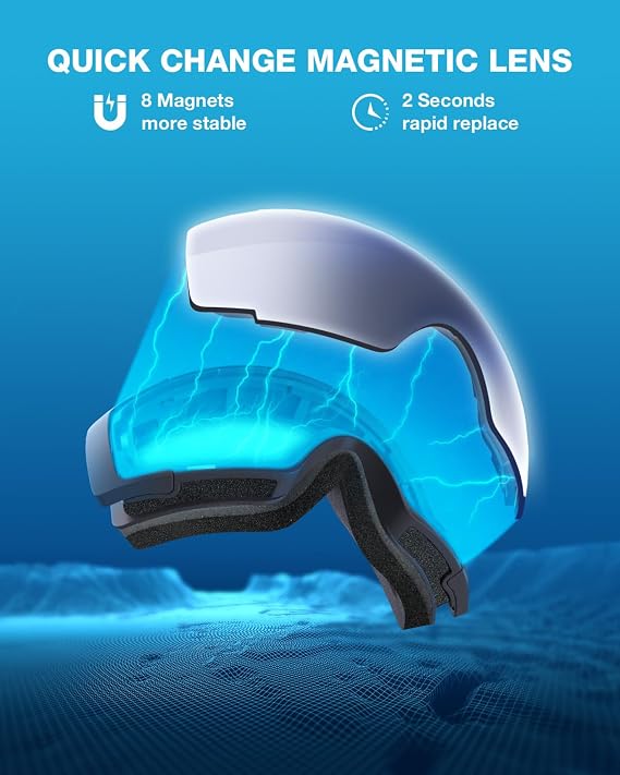 ZIONOR X4 Ski Goggles Magnetic Lens - Snowboard Goggles for Men Women Adult - Snow Goggles Anti-fog UV Protection