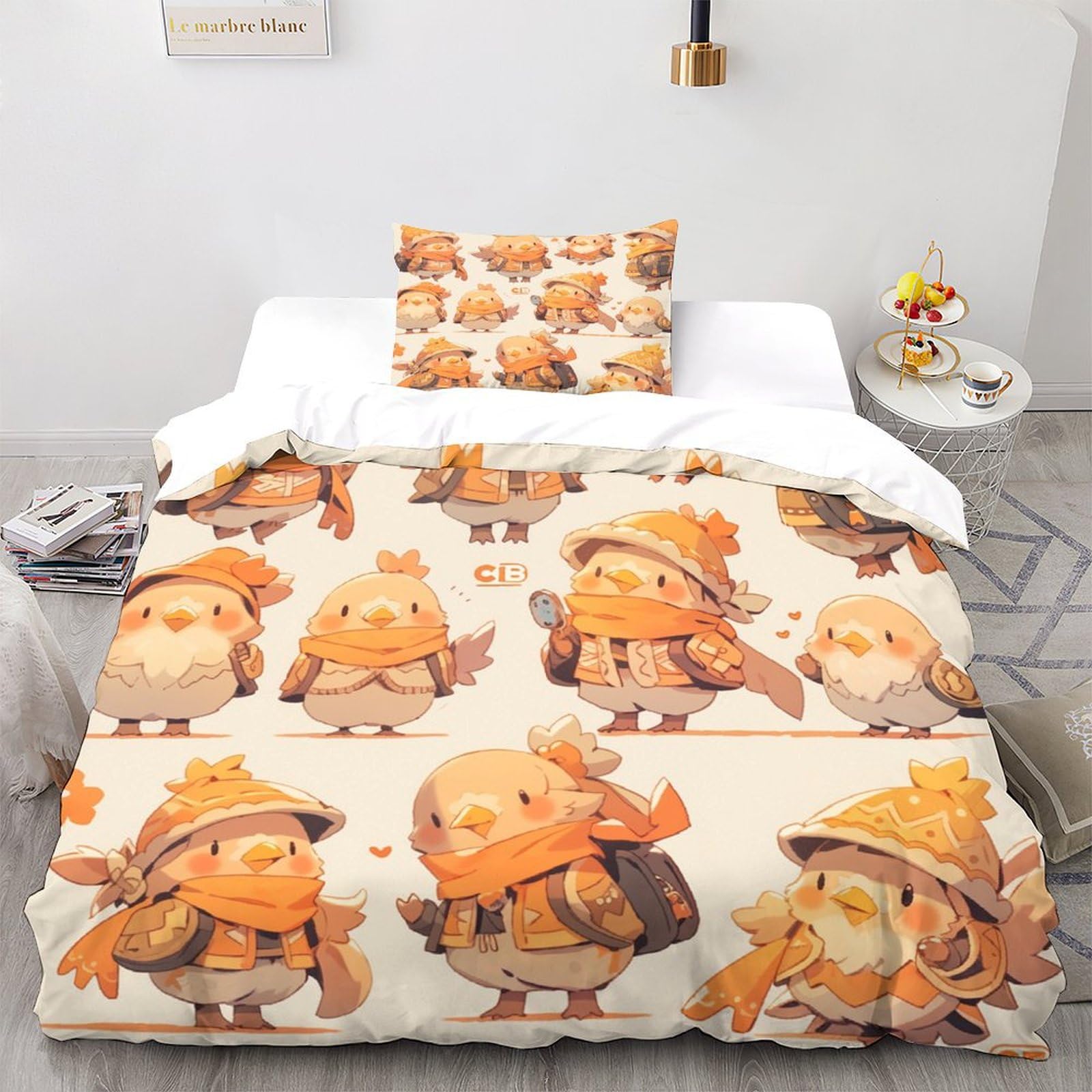 Housse de couette 135x200 fermeture éclair parure de lit canari 3D