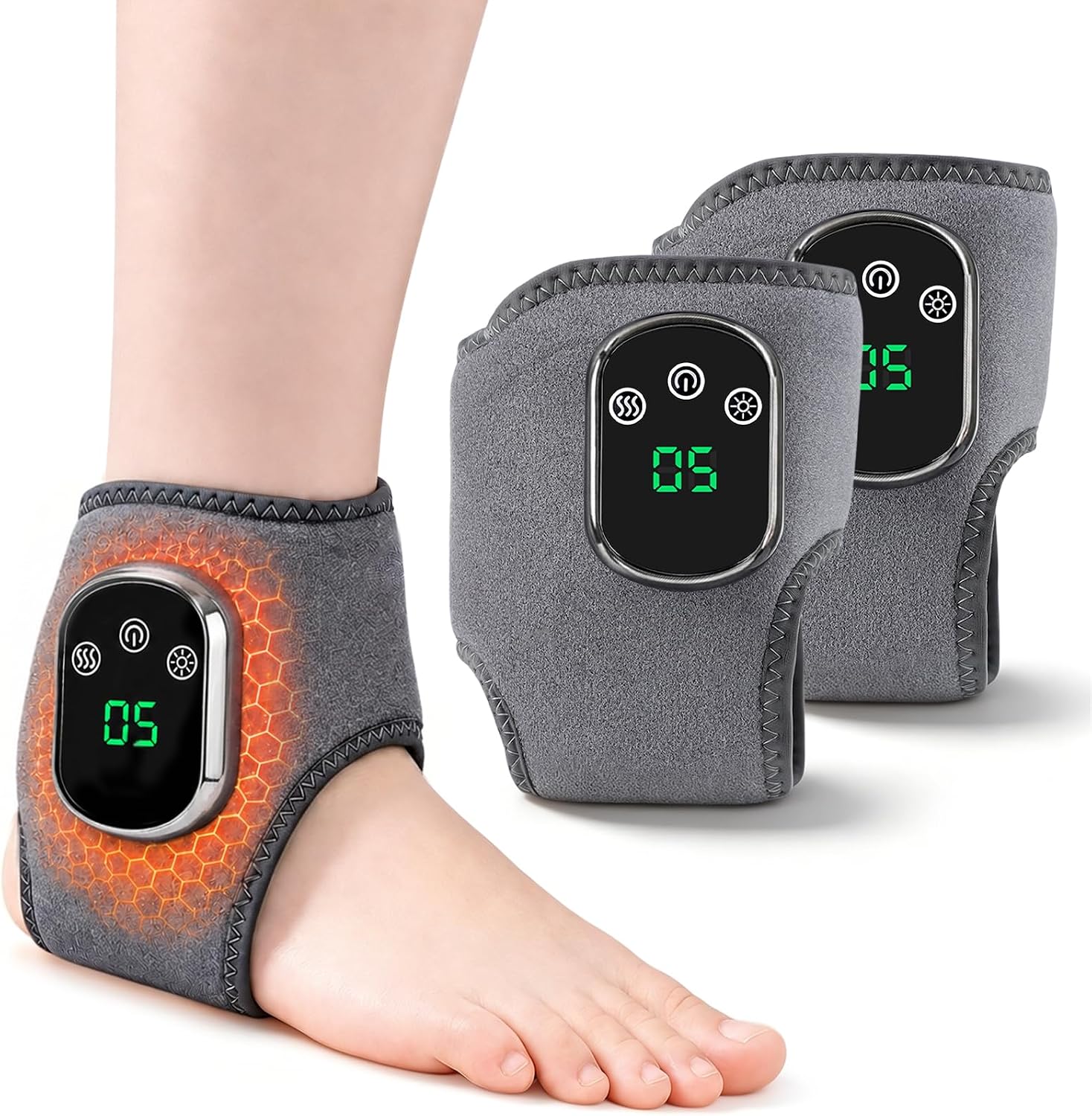MEKZU Electric Foot & Ankle Massager, 5 Heat Levels & 3 Vibration Settings