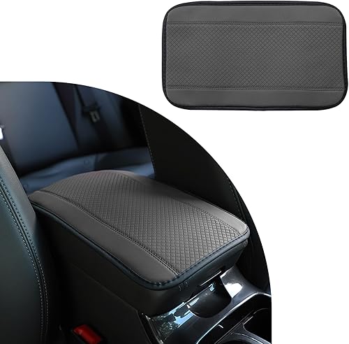 Ziciner Cojín de cuero para consola central de automóvil, protector de cuero para reposabrazos, 11.4 x 7.4 pulgadas, impermeable, para reposamanos y