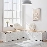 DUDUSHIMAN 62.8" L-Shape Kitchen Breakfast Nook Bench with Hidden Storage for Dining Corner, Entryway Seating