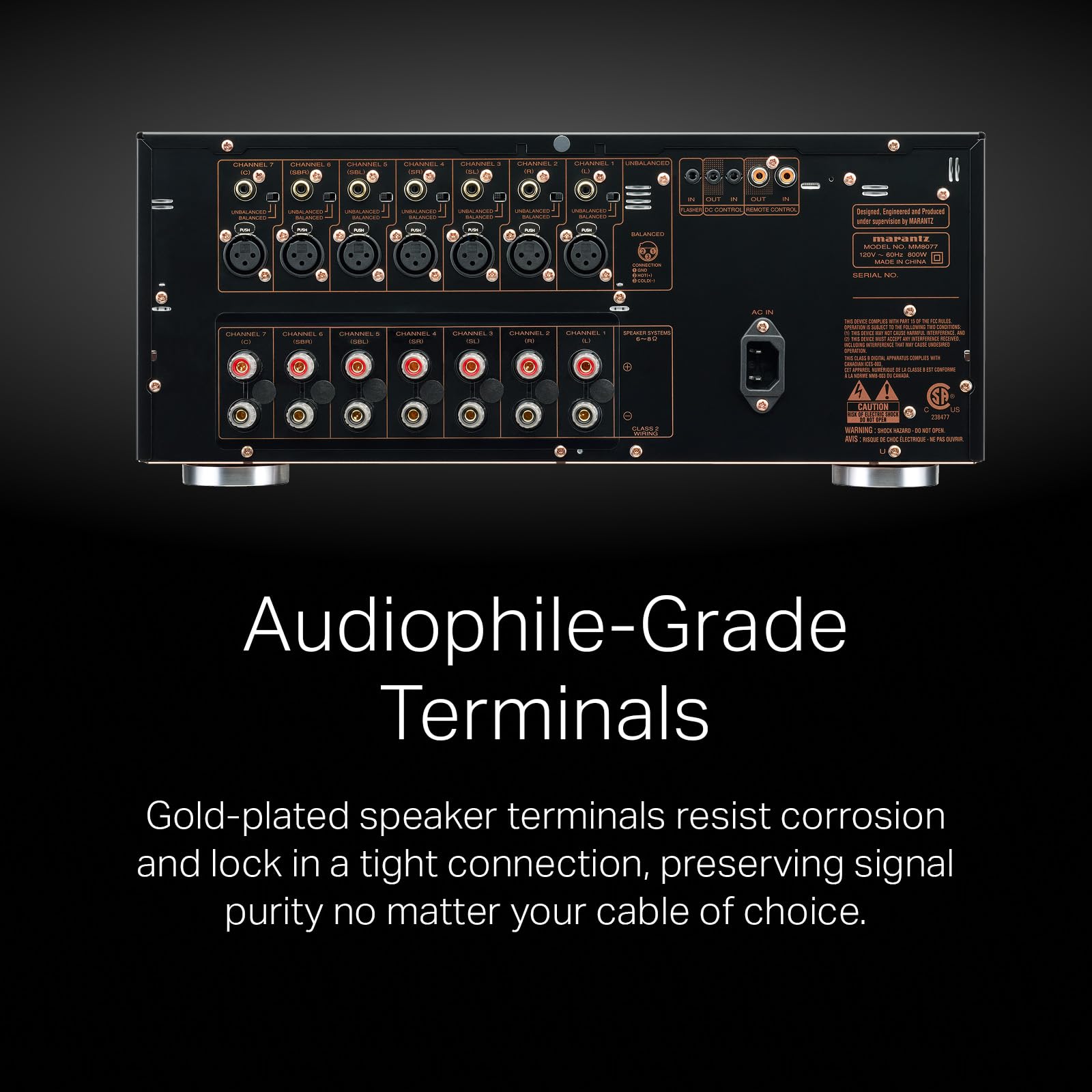 Marantz MM8077 Amplificateur de puissance – Amplificateur de puissance 7 canaux pour home cinéma et système audio ultimes | Capacité de puissance élevée, qualité et design sans compromis |