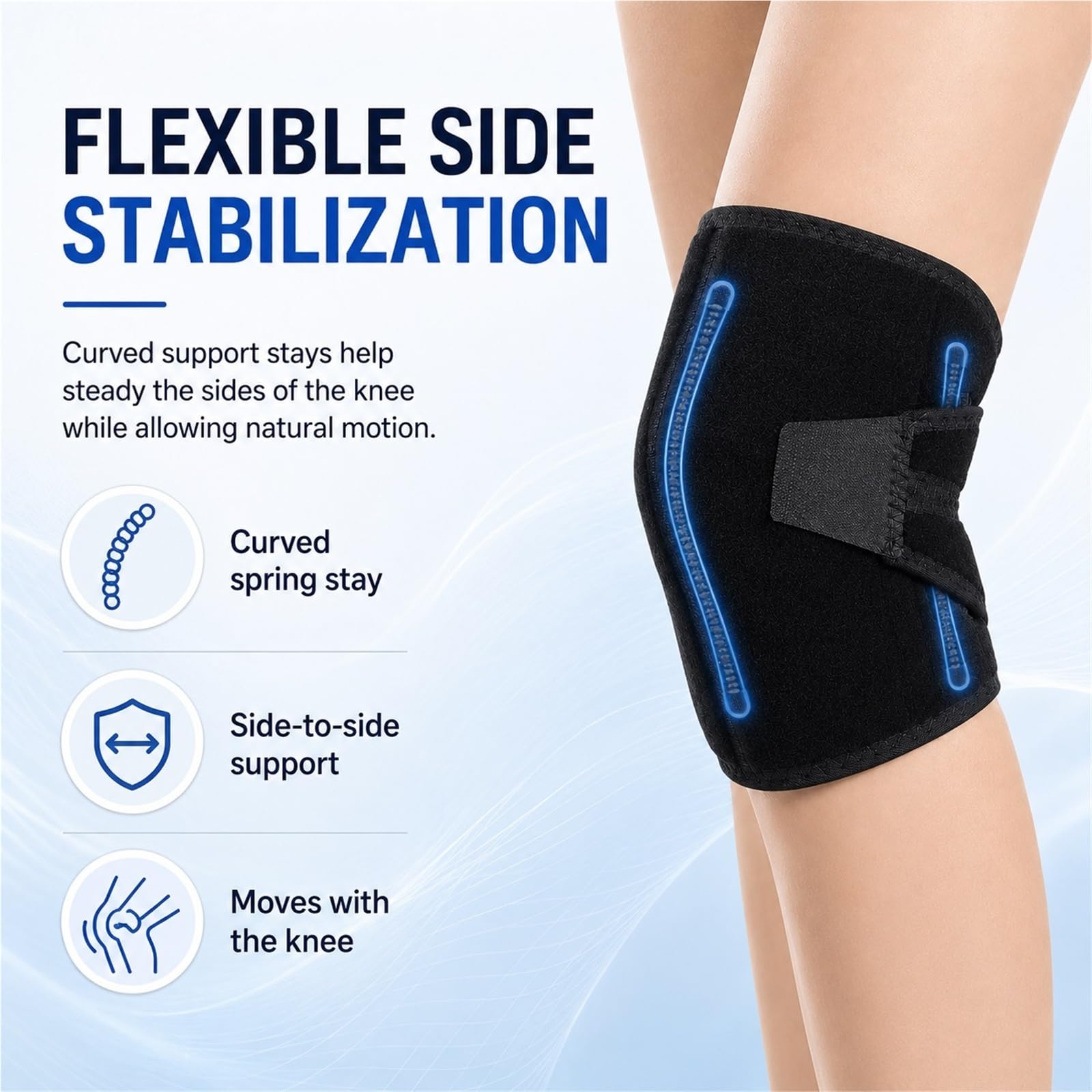 Rodillera Universal Estabilizadora para Alivio de Dolor de Rótula y Osteoartritis Soporte Ajustable para Esguinces Leves con Correas de Compresión Talla Única