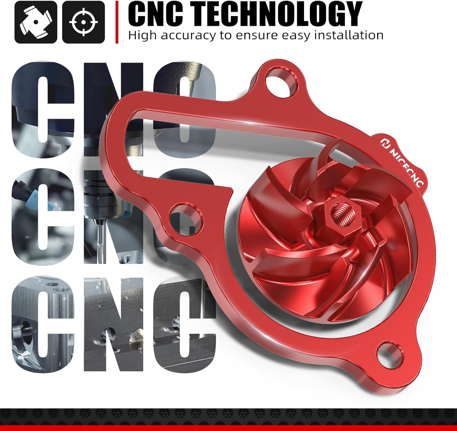 NICECNC Red Oversized Water Pump Impeller Cooler Spacer Kit Compatible with Honda CRF450R CRF450RX CRF450RWE 2021 2022 2023 2024 2025 See Fitment