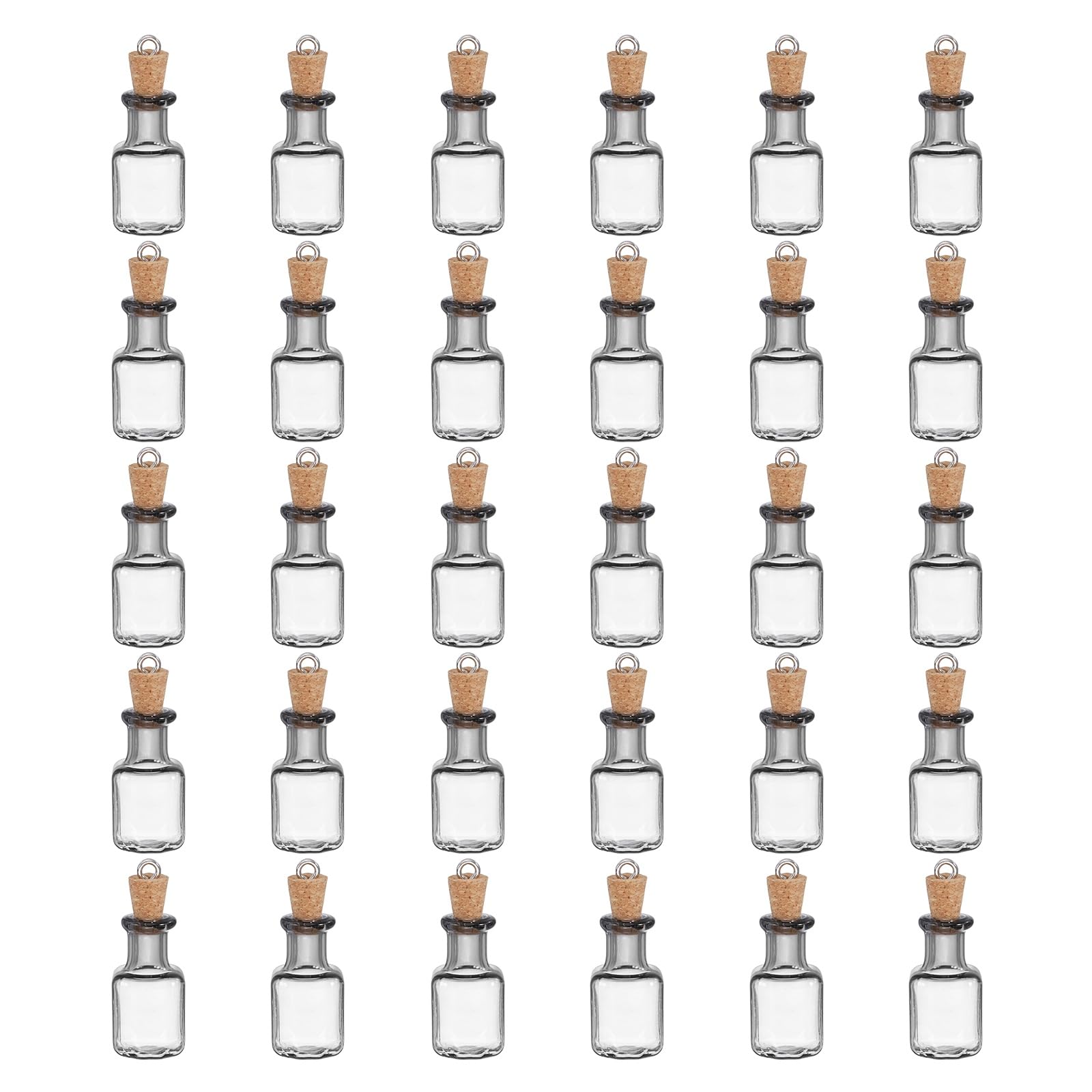 Mini bouteilles carrées en verre gris pour loisirs créatifs et fiole de mariage avec liège x30