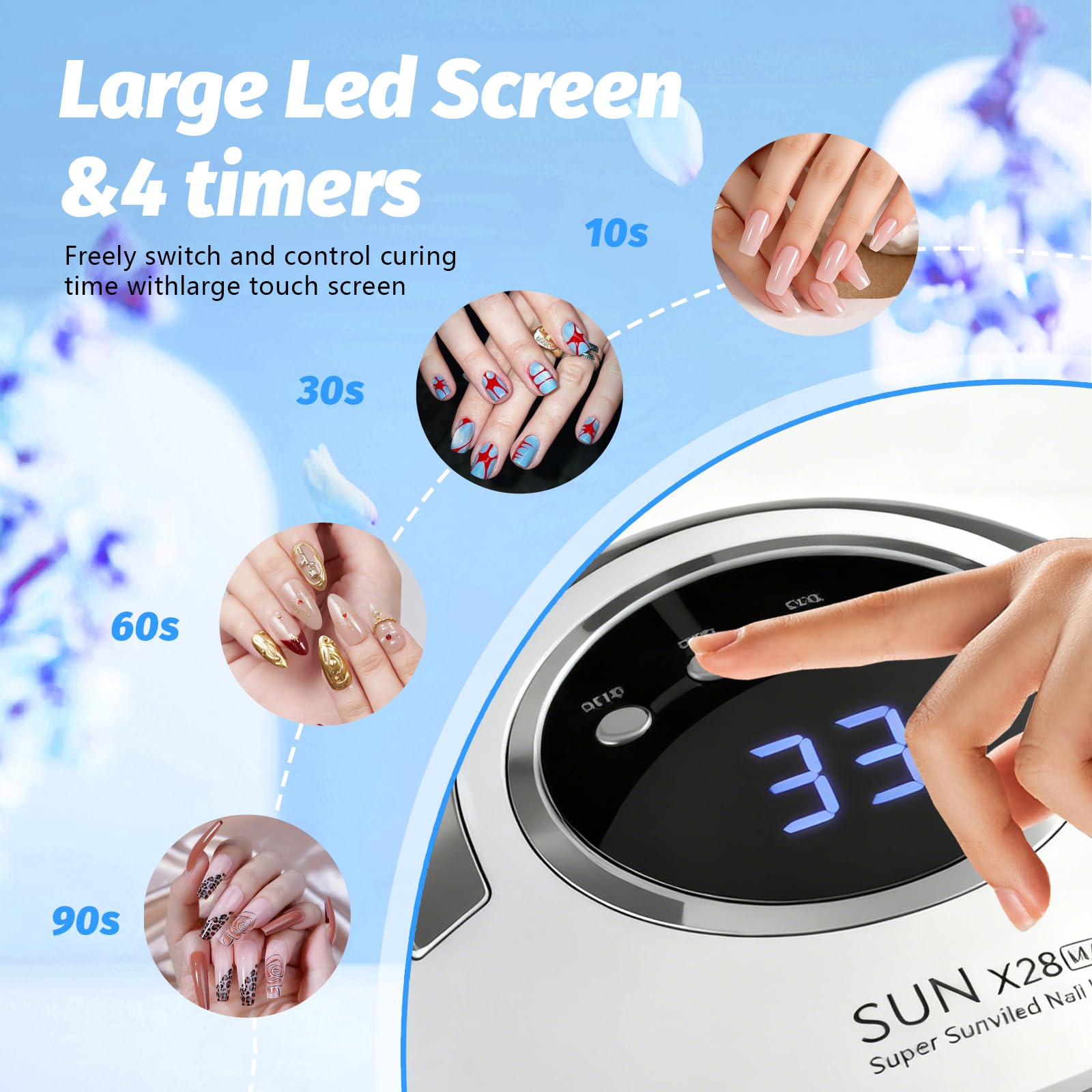 Lampada UV LED professionale da 500 W con 90 LED - Sensore intelligente e 4 timer per un'asciugatura rapida dello smalto gel - Asciugatore per unghie di qualità professionale per uso domestico