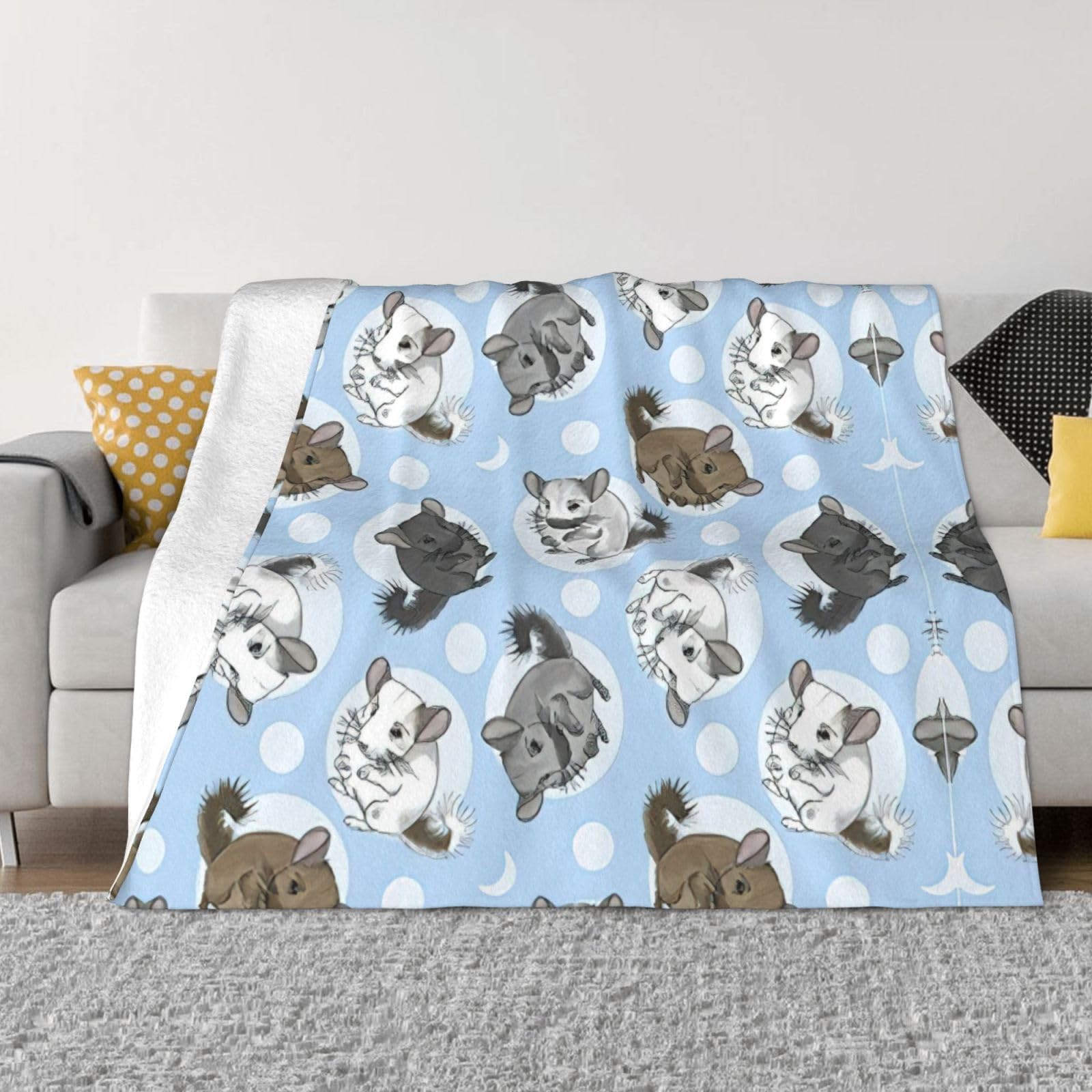 Couverture flanelle lune chinchillas douce contre le froid de nuit