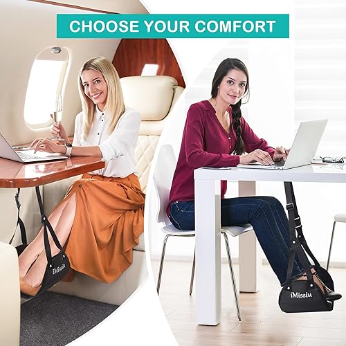 Miniatura 7 de Hamaca de pie de avión  Reposapiés de viaje ajustable con espuma viscoelástica  Reposapiés portátil debajo del escritorio para trabajo o relajación