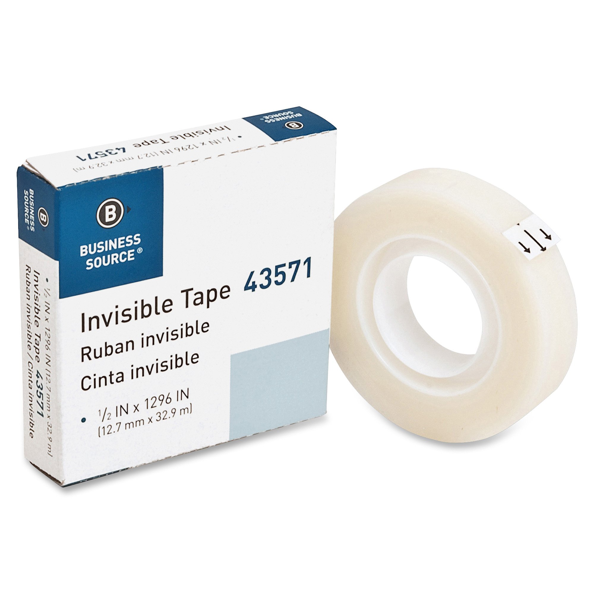 Business Source 1/2" Invisible Tape Refill Roll, 12/Roll (43571BX)